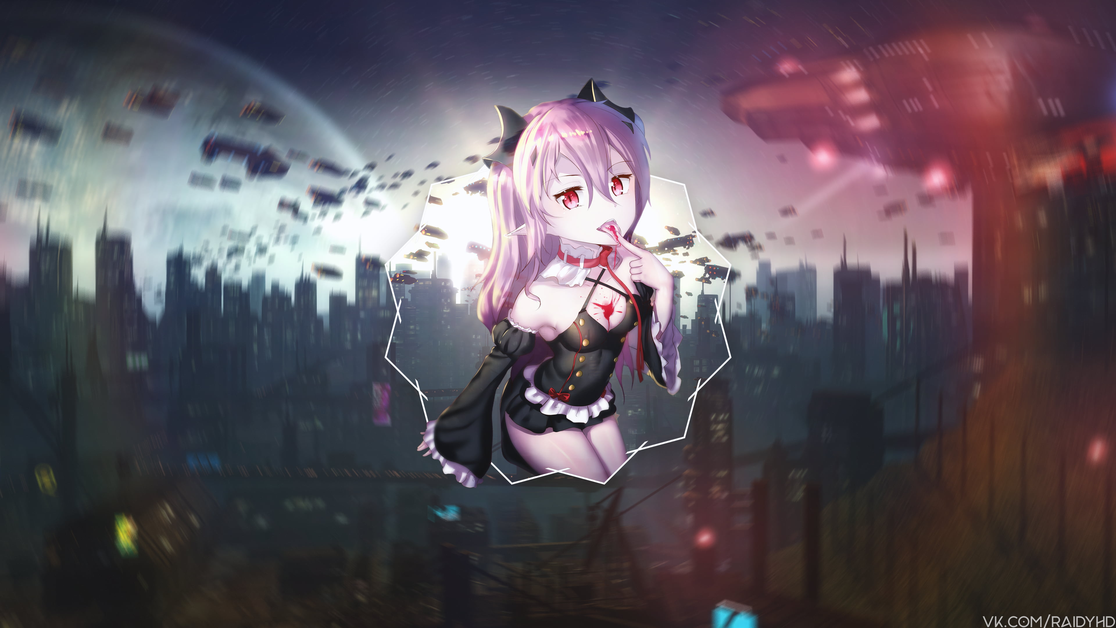 picture-in-picture, anime, 4K, anime girls, Krul Tepes, Owari No Seraph, HD Wallpaper