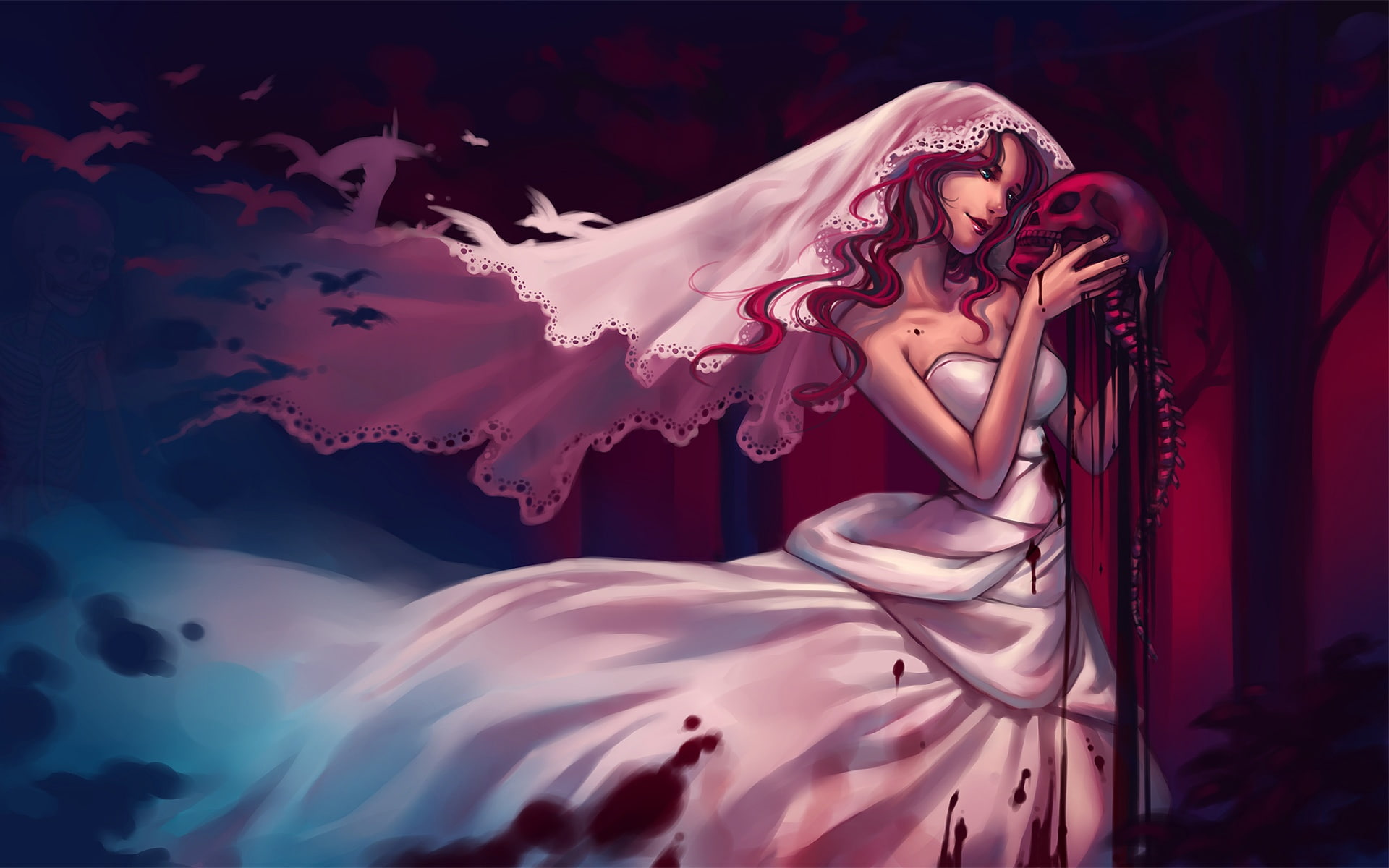 1080P, Fantasy, Style, Gothic, Red, Girl, HD Wallpaper