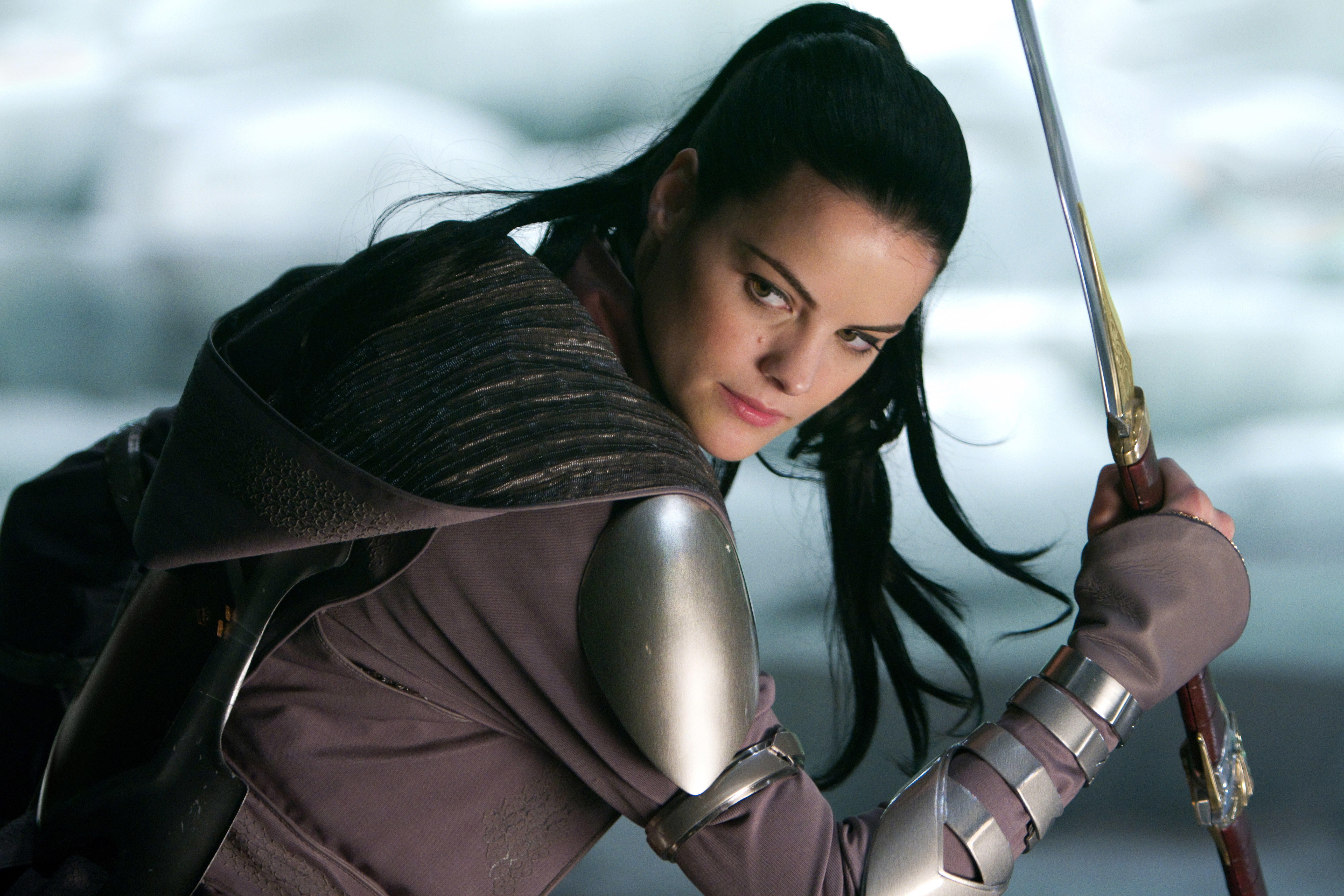 young adult, Jaimie Alexander, three quarter length, beautiful woman, one person, traditional clothing, women, portrait, contemplation, sword, holding, HD Wallpaper