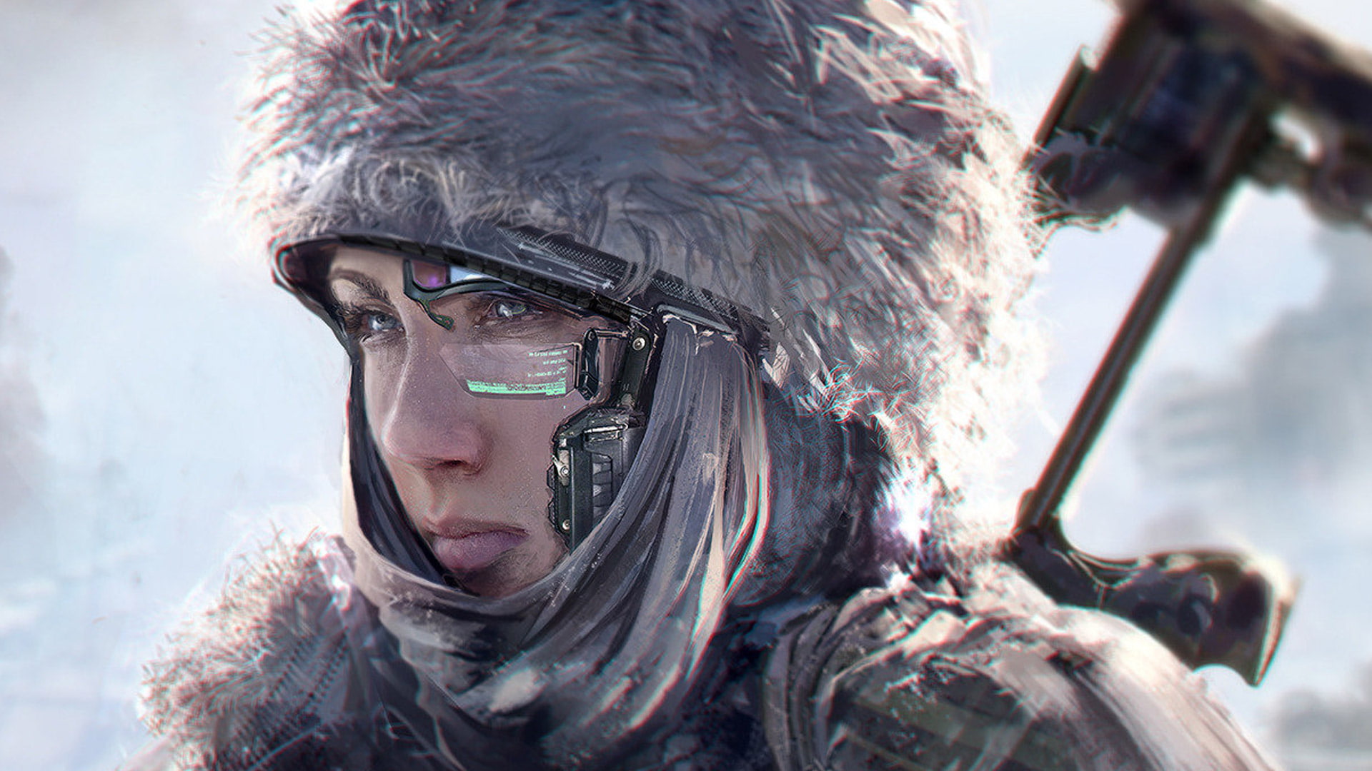 blue eyes, women, adult, mid adult, sport, helmet, Saoirse Ronan, men, 1080P, cold temperature, one person, winter, outdoors, front view, weapon, day, HD Wallpaper