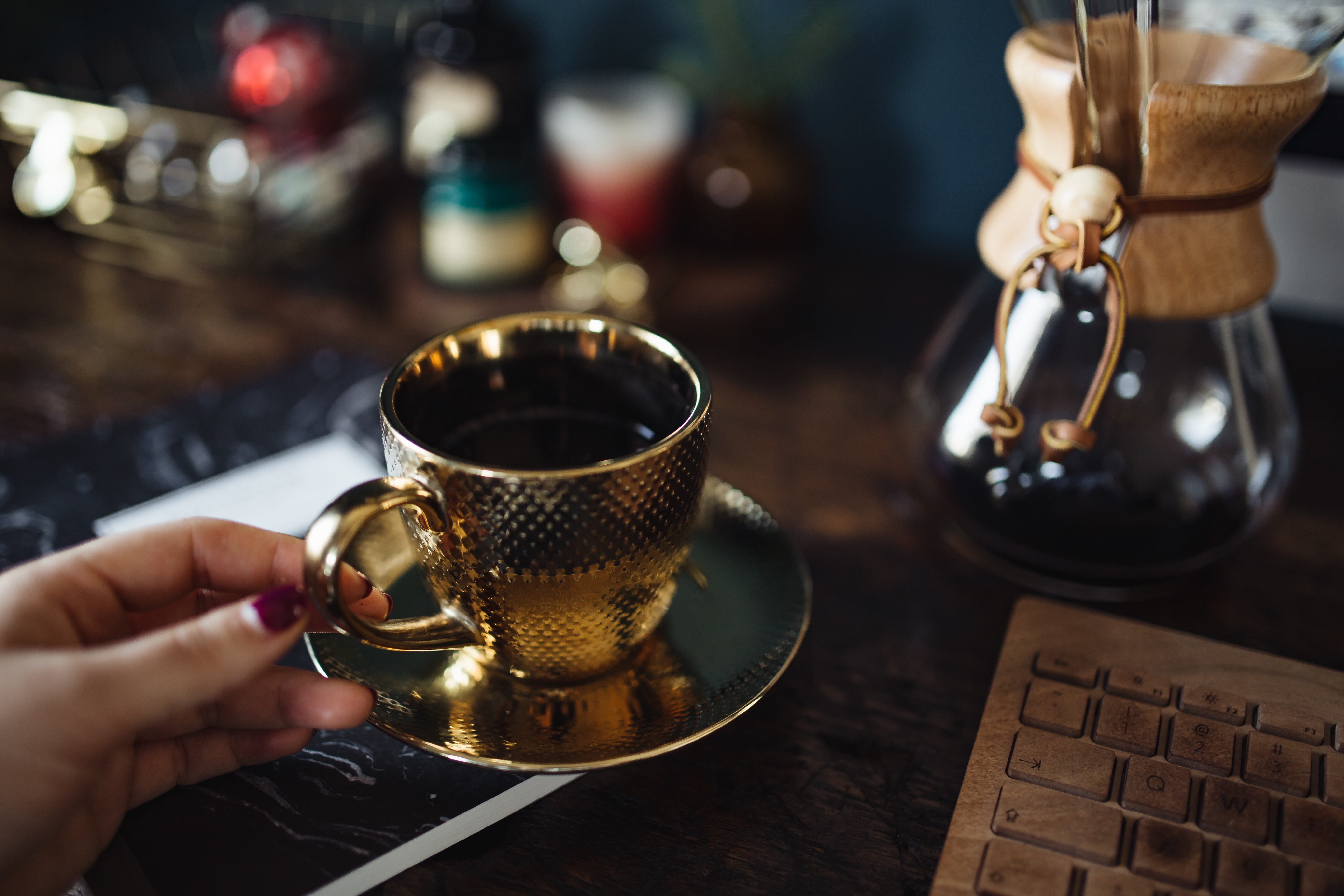 coffee, business, coffee - drink, dark, desk, retro, vintage, close-up, work, industrial, cafe, cup, hand, workspace, one person, food and drink, tea cup, HD Wallpaper