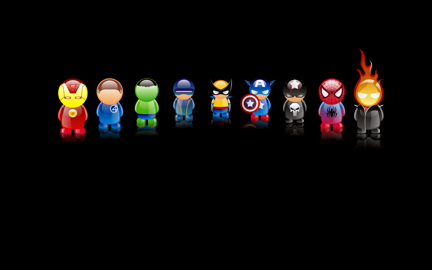 in a row, representation, no people, darkroom, lighting equipment, night, variation, cut out, illuminated, multi colored, indoors, studio shot, Marvel Super Heroes, HD Wallpaper