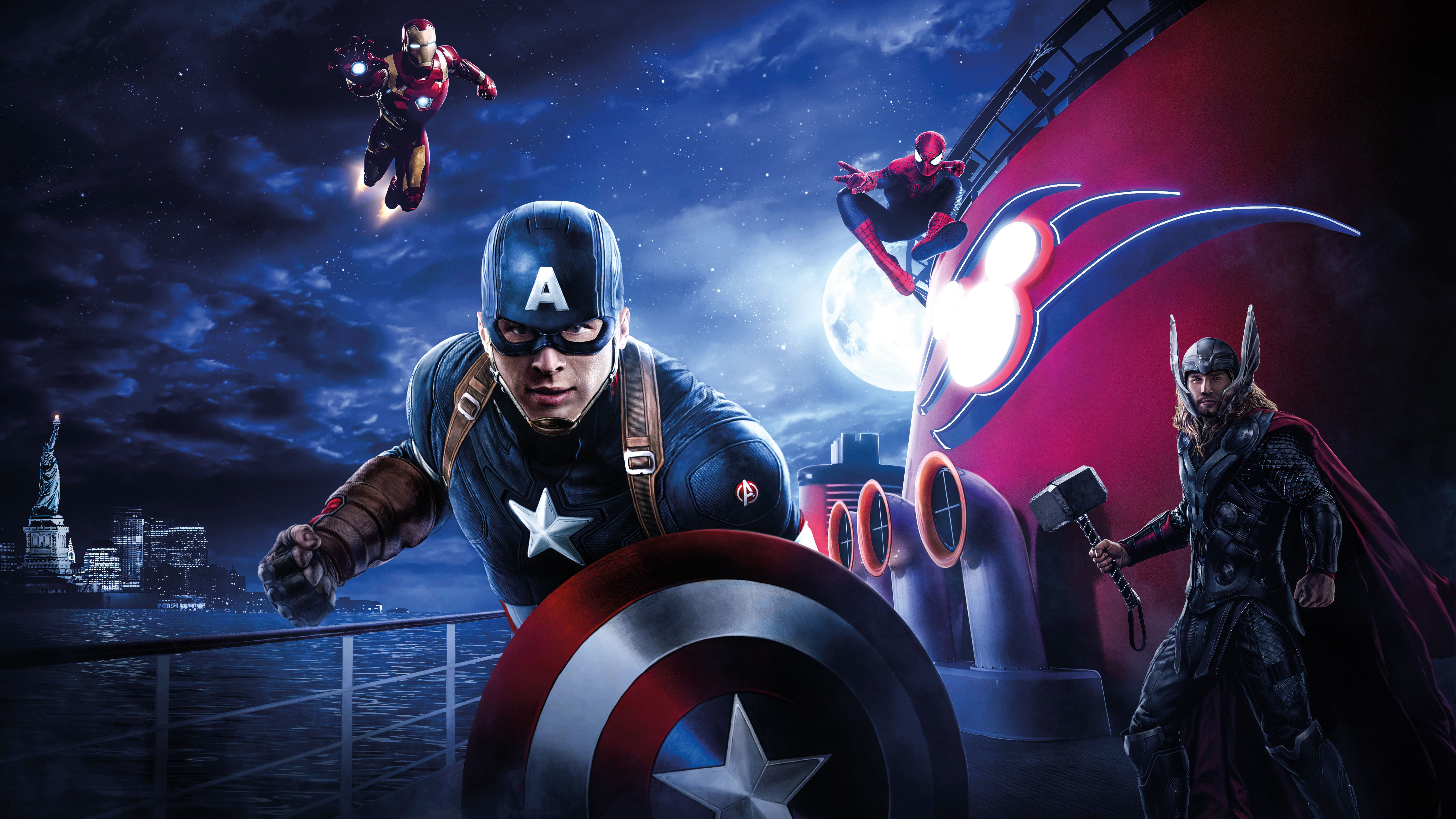 Spider-Man, 8K, Captain America, Marvel Super Heroes, Thor, 5K, 4K, Marvel Day at Sea, Iron Man, HD Wallpaper