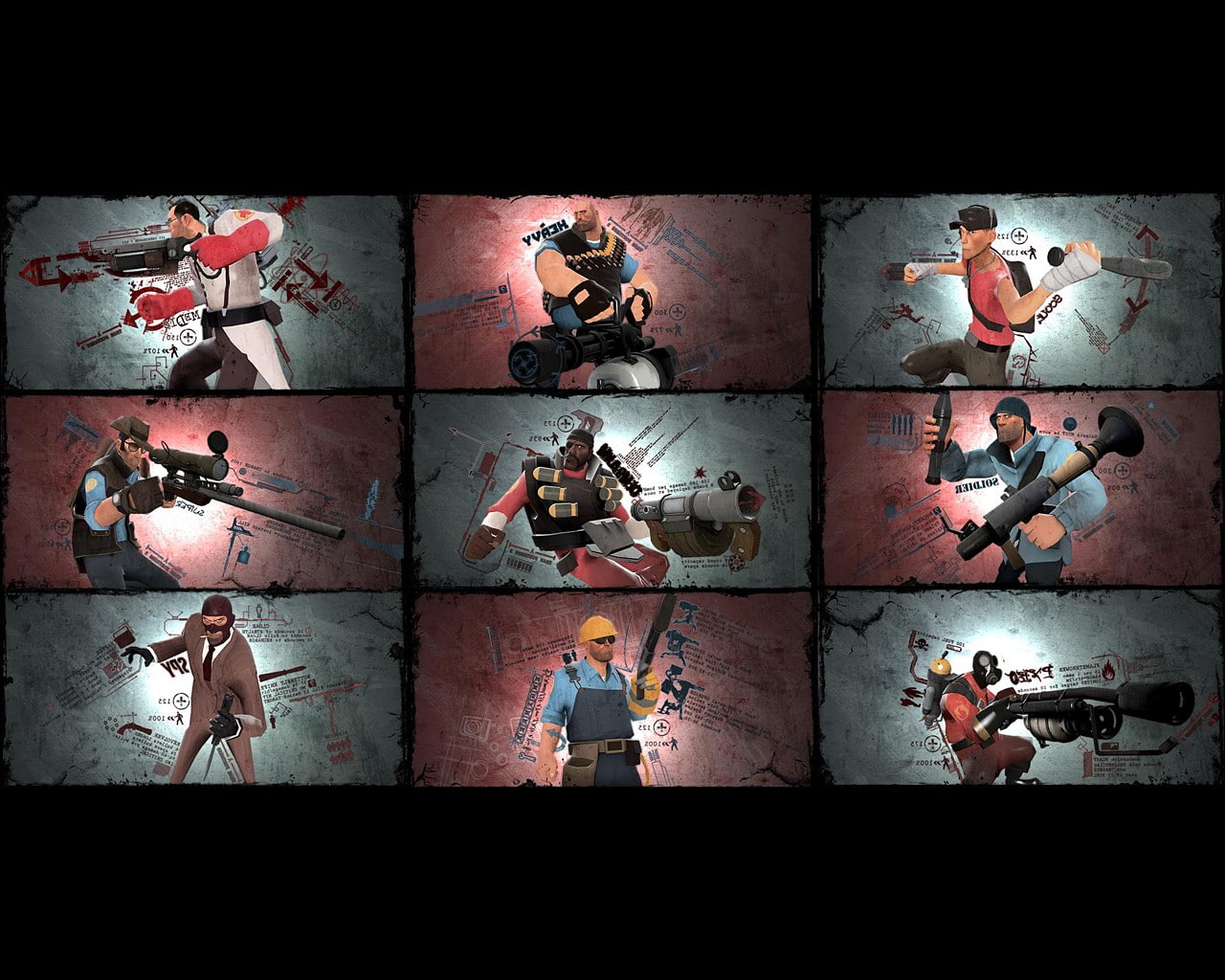 Medicine, pattern, abandoned, wall - building feature, weathered, digital composite, Pyro (character), Spy (character), Team Fortress 2, full frame, old, HD Wallpaper