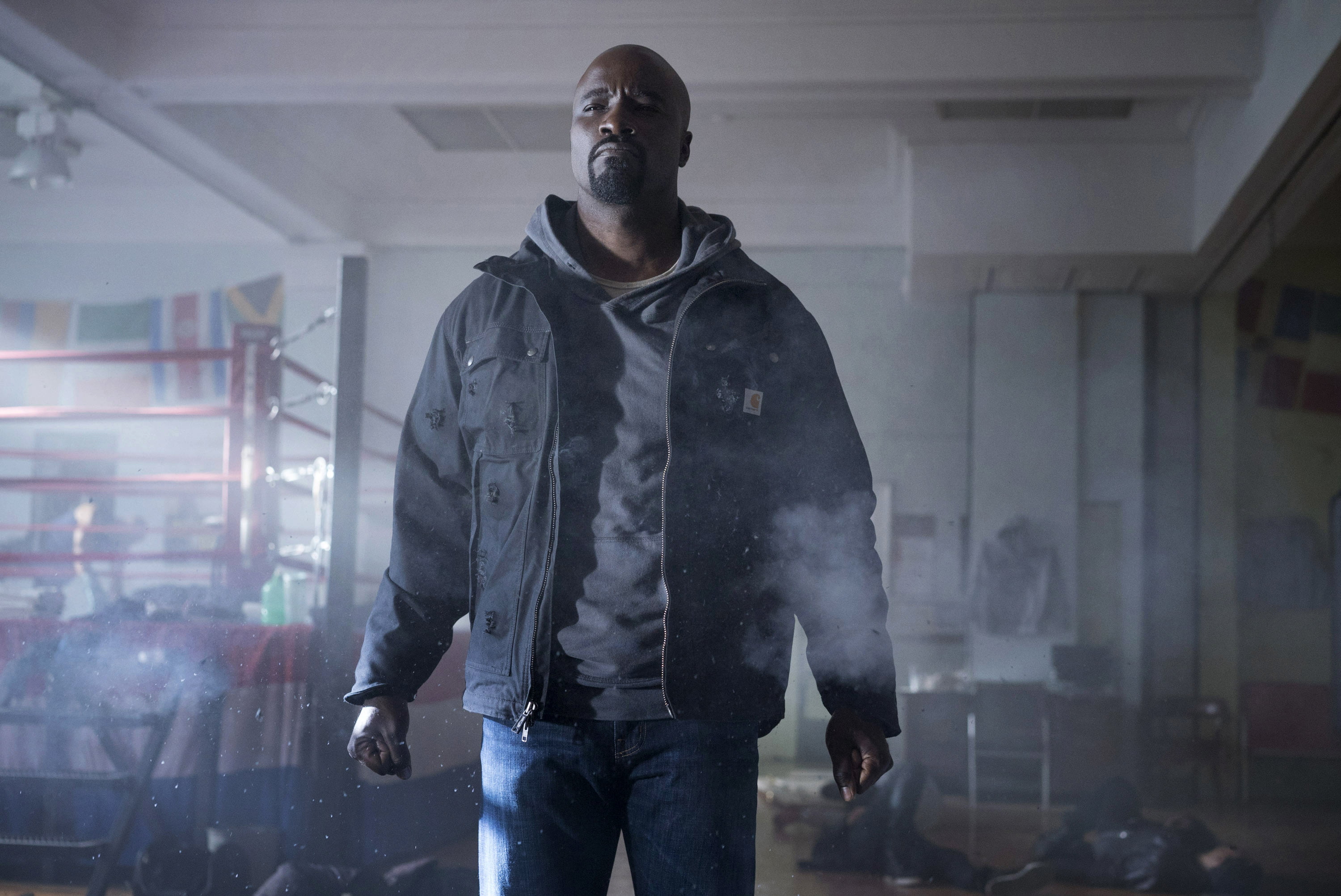 focus on foreground, casual clothing, indoors, real people, luke cage, 2K, representation, one person, hd, standing, city, completely bald, young adult, HD Wallpaper