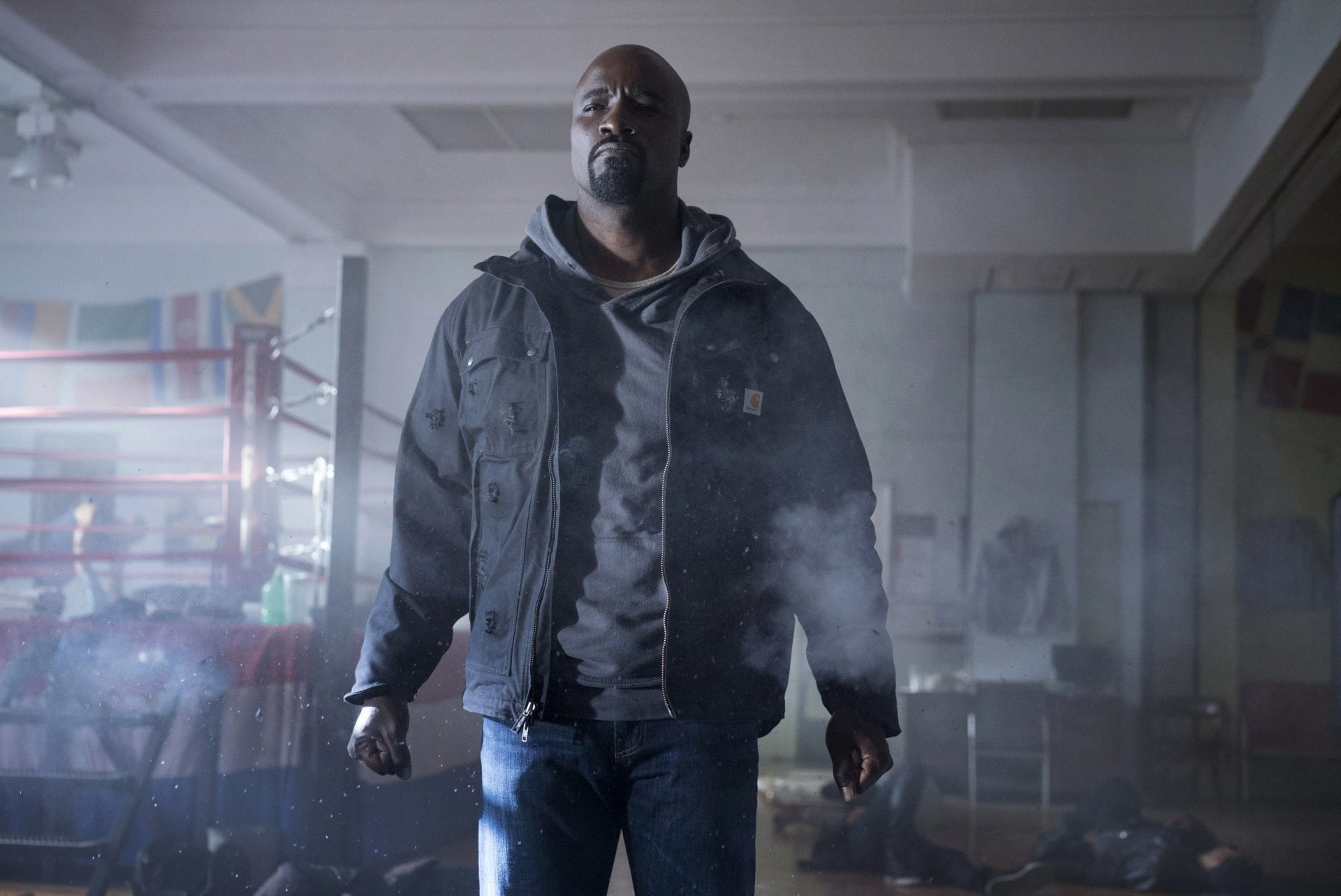city, day, standing, focus on foreground, TV Show, men, architecture, Luke Cage, human representation, art and craft, indoors, warning sign, completely bald, HD Wallpaper