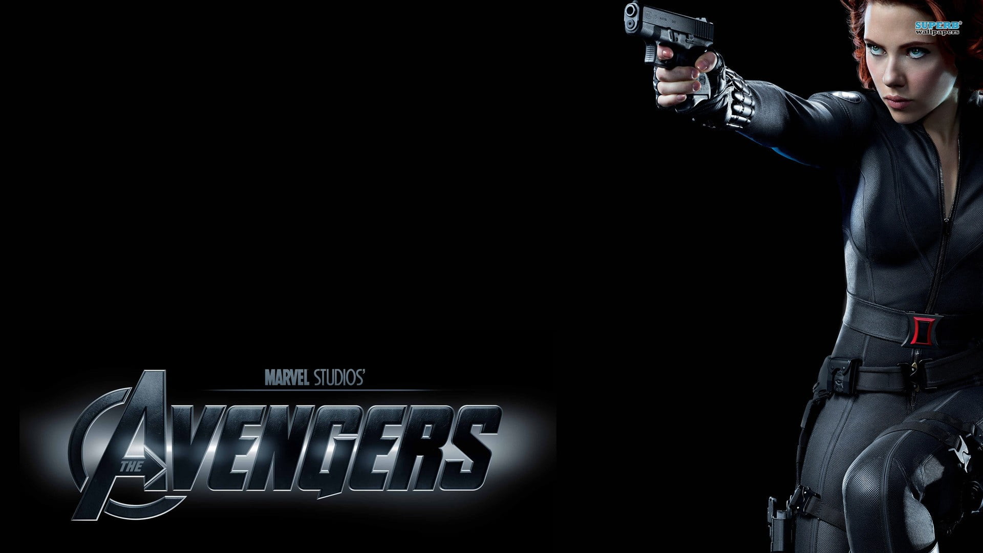 lifestyles, text, Black Widow, copy space, adult, indoors, equipment, standing, 1080P, holding, young adult, studio shot, human arm, gun, The Avengers, HD Wallpaper