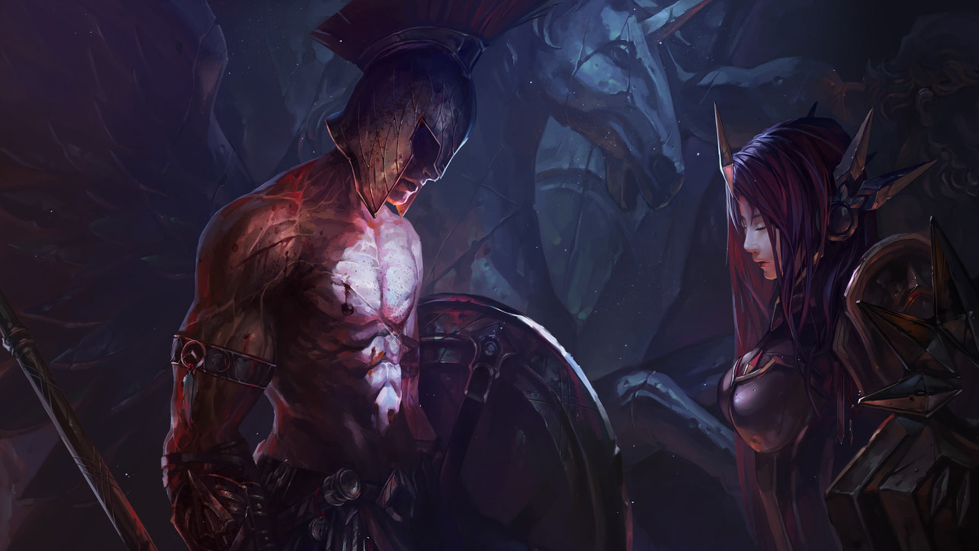 legends, 1080P, leona, video games, drawing, hd, pantheon, league, HD Wallpaper