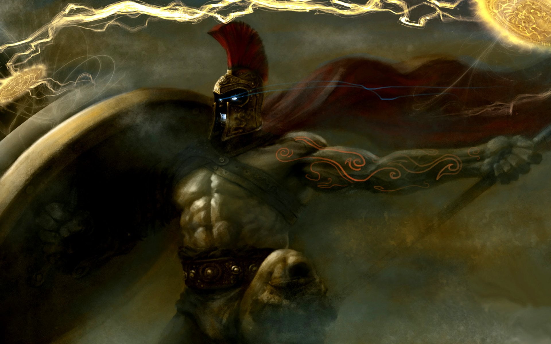 Pantheon (League Of Legends), design, creativity, art and craft, wearing, water, sculpture, close-up, gladiator, helmet, graphic, color Image, League Of Legends, HD Wallpaper