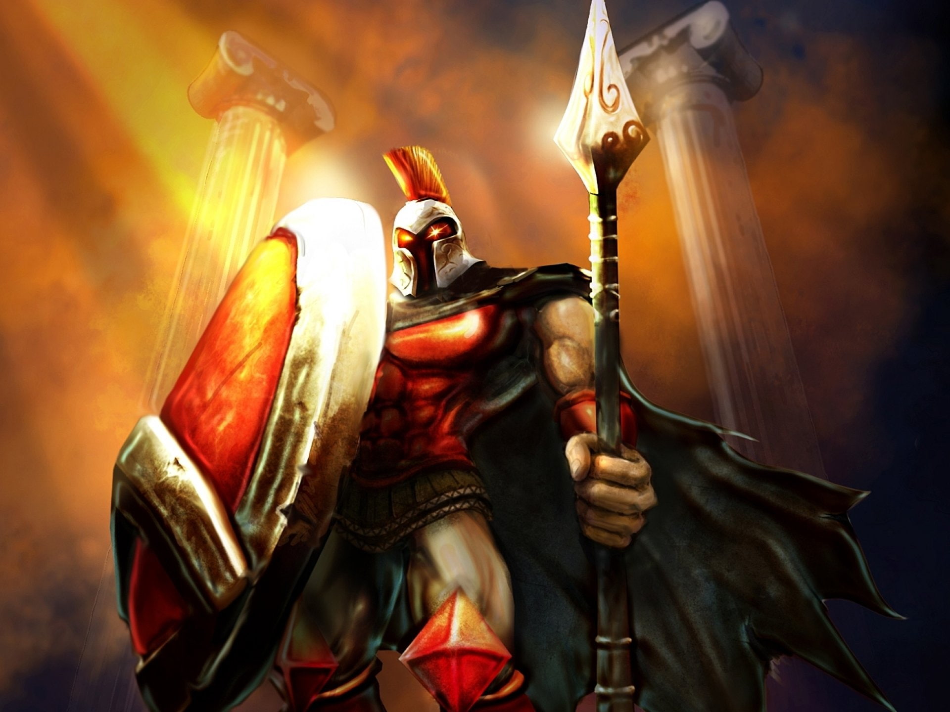 arts culture and entertainment, history, focus on foreground, sword, event, the past, stage, Pantheon (League Of Legends), smoke - physical structure, sculpture, HD Wallpaper
