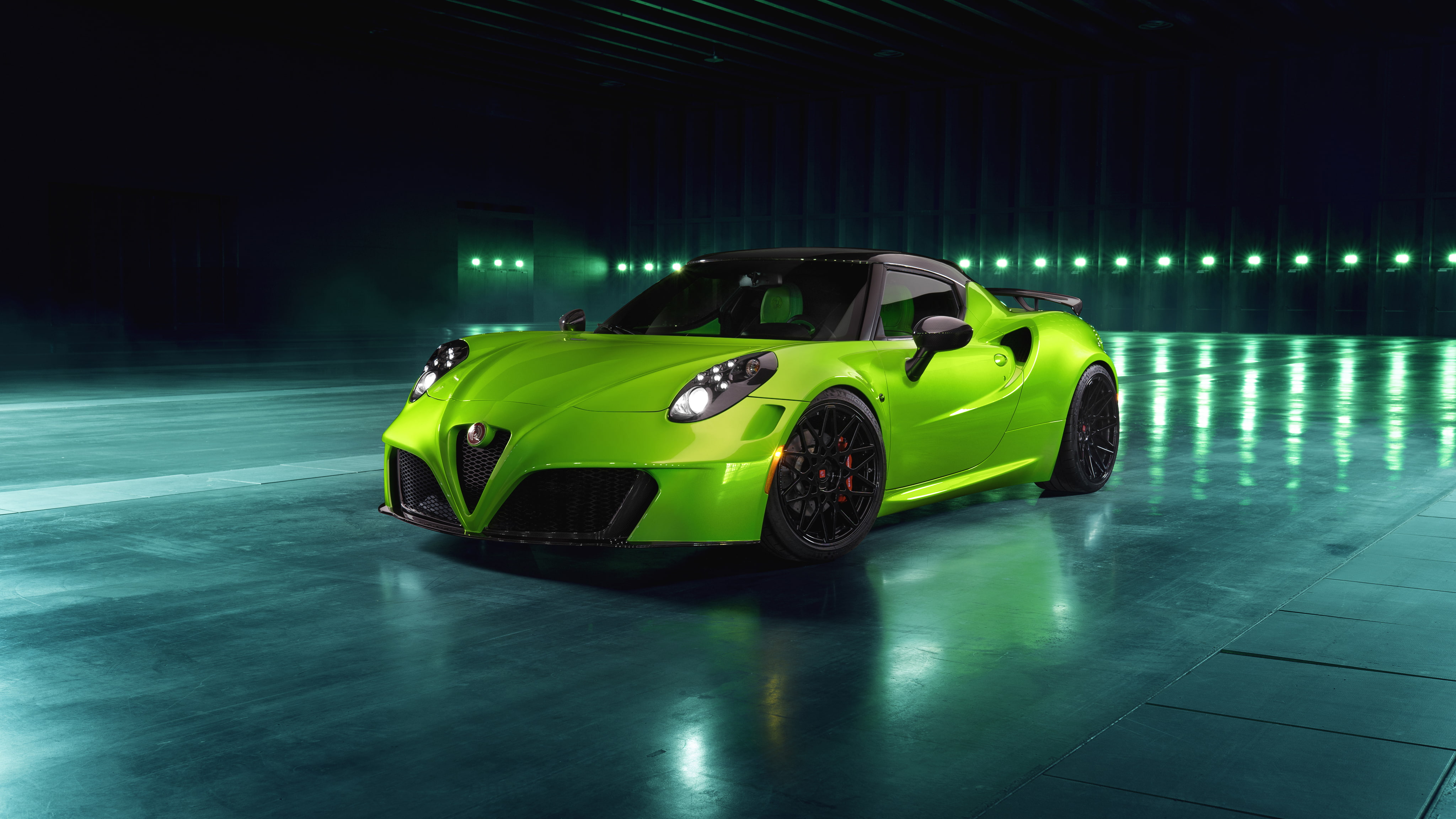 land vehicle, motor vehicle, 4K, Arrow, motion, speed, green color, mode of transportation, indoors, yellow, night, car, Romeo, performance, 2018, light - natural phenomenon, HD Wallpaper