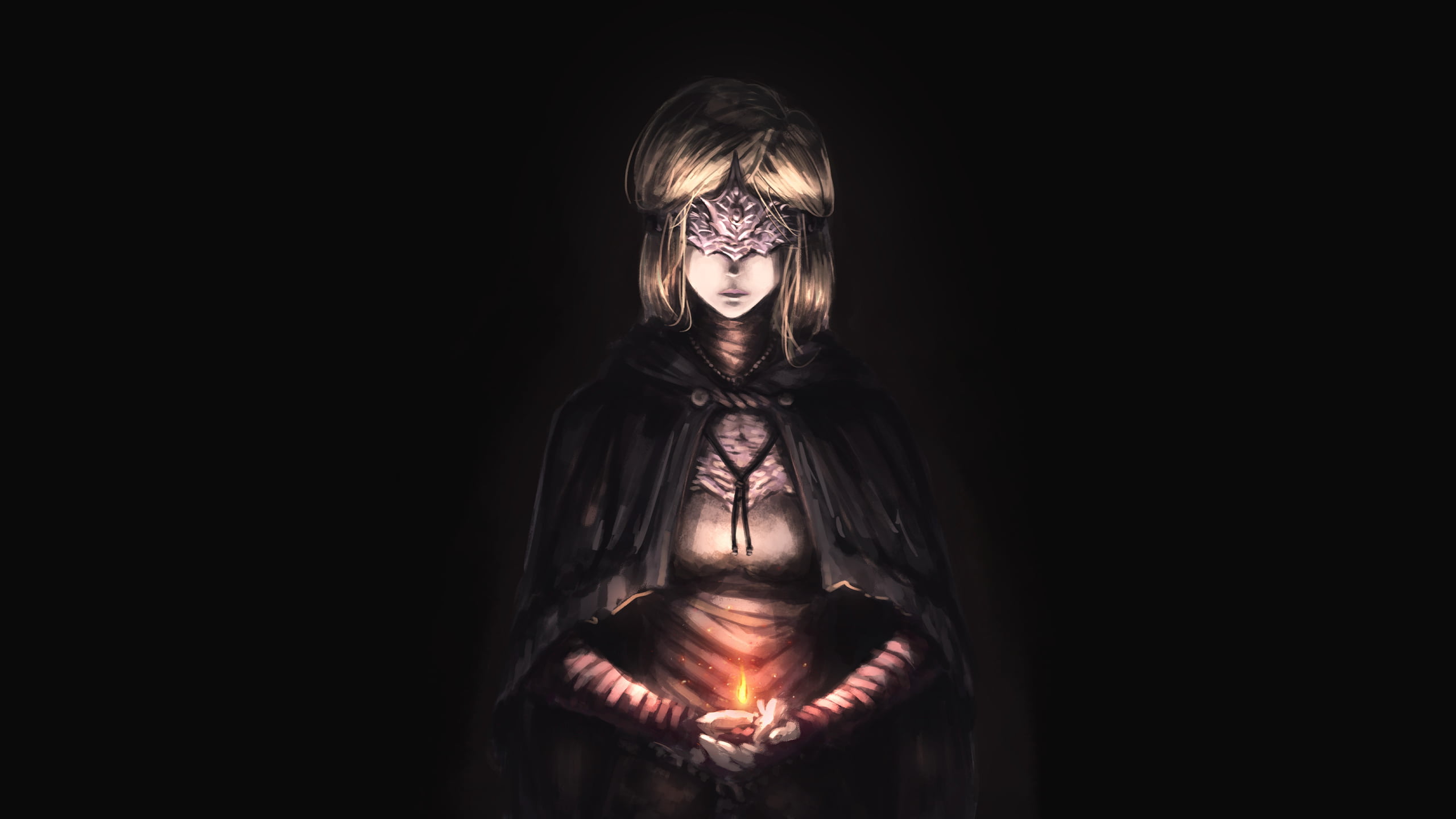 cape, cloaks, Firekeeper (Dark Souls), Jin Grey, blindfold, 2K, Dark Souls, blonde, HD Wallpaper