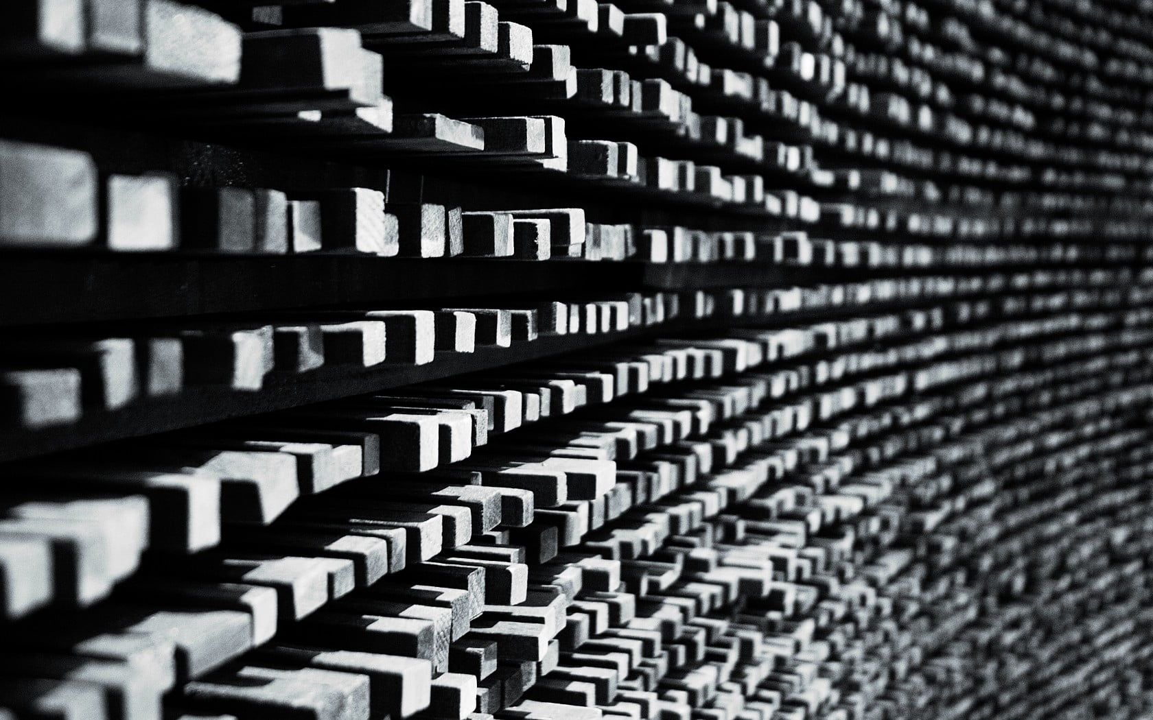 indoors, design, arrangement, wood, abundance, backgrounds, order, monochrome, no people, in a row, full frame, cinder, large group of objects, architecture, HD Wallpaper