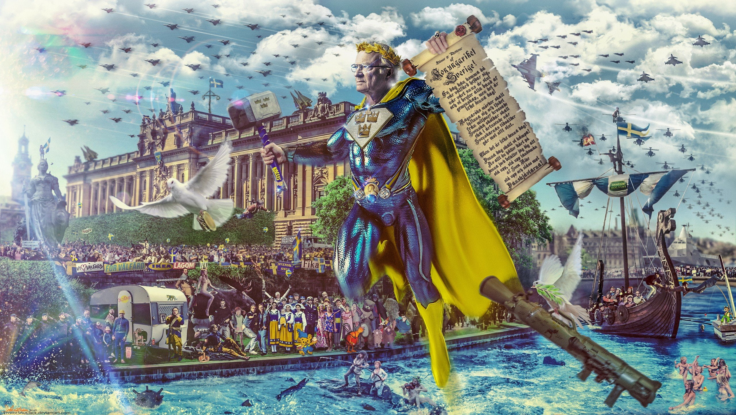 JAS, Vikings, Protestors, 39 Gripen, IKEA, 2K, Sweden, HD Wallpaper