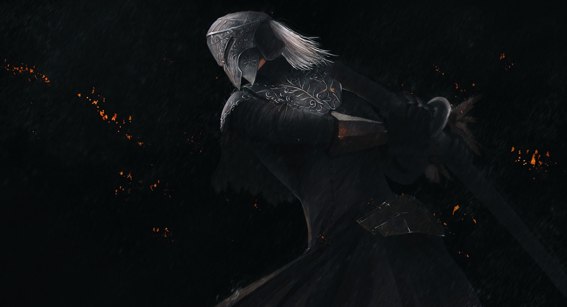 Yuria of Londor, 1080P, armor, Dark Souls III, fantasy art, warrior, sword, HD Wallpaper