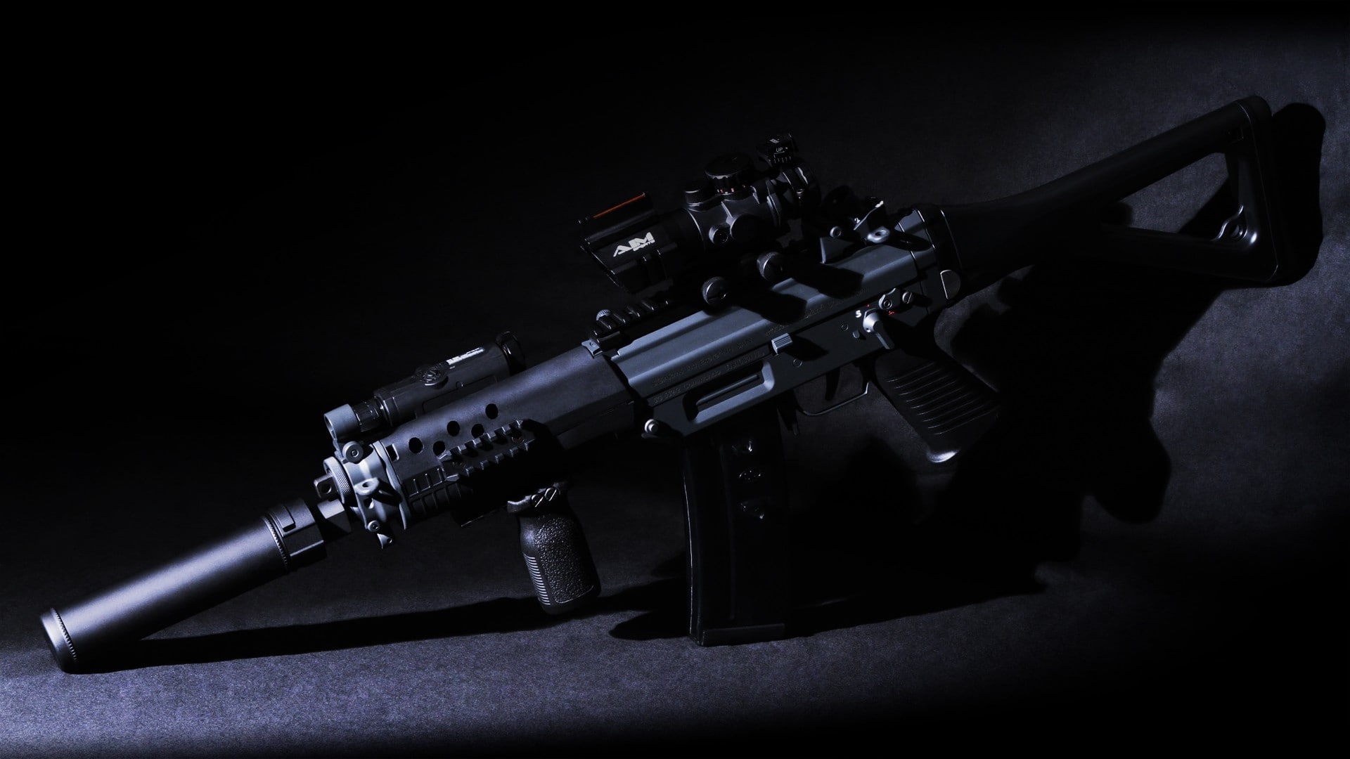 black color, suppressors, single object, weapon, technology, machine gun, sign, close-up, security, SIG, studio shot, photography, communication, warning sign, HD Wallpaper