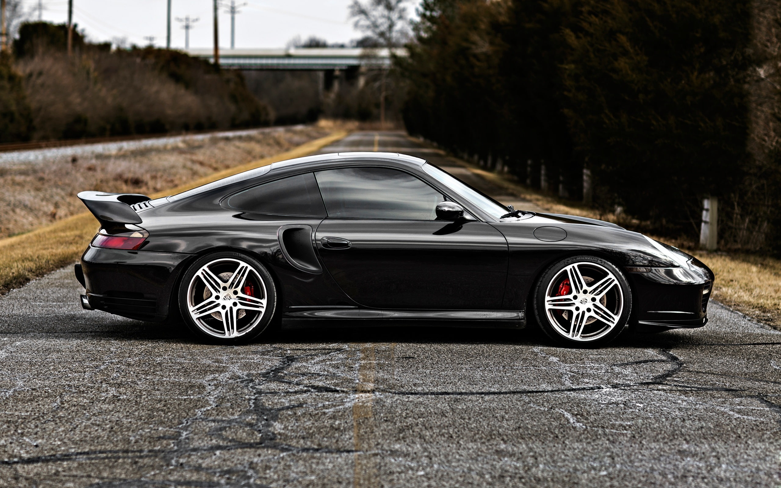 Porsche, View, Black, 2K, Car, turbo, Side, HD Wallpaper