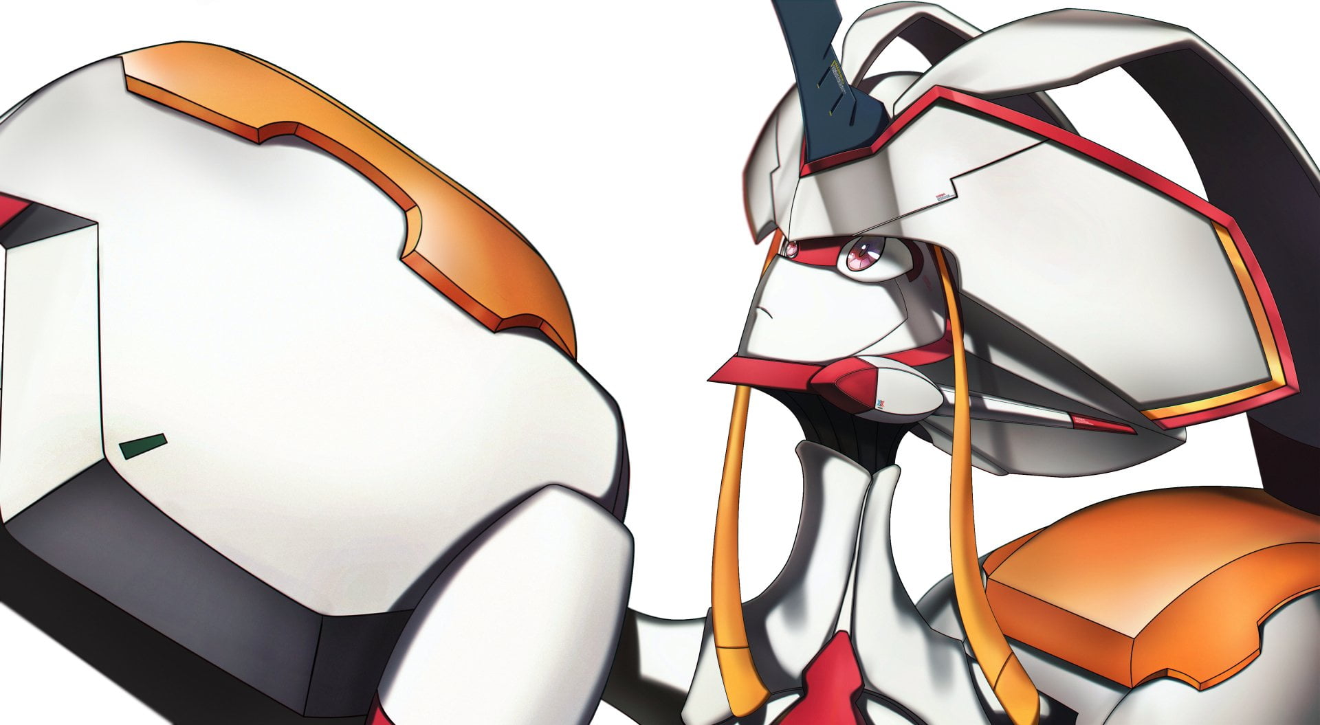 plastic, table, 1080P, Darling in the FranXX, white background, Anime, art and craft, studio shot, glasses, high angle view, seat, orange color, still life, HD Wallpaper