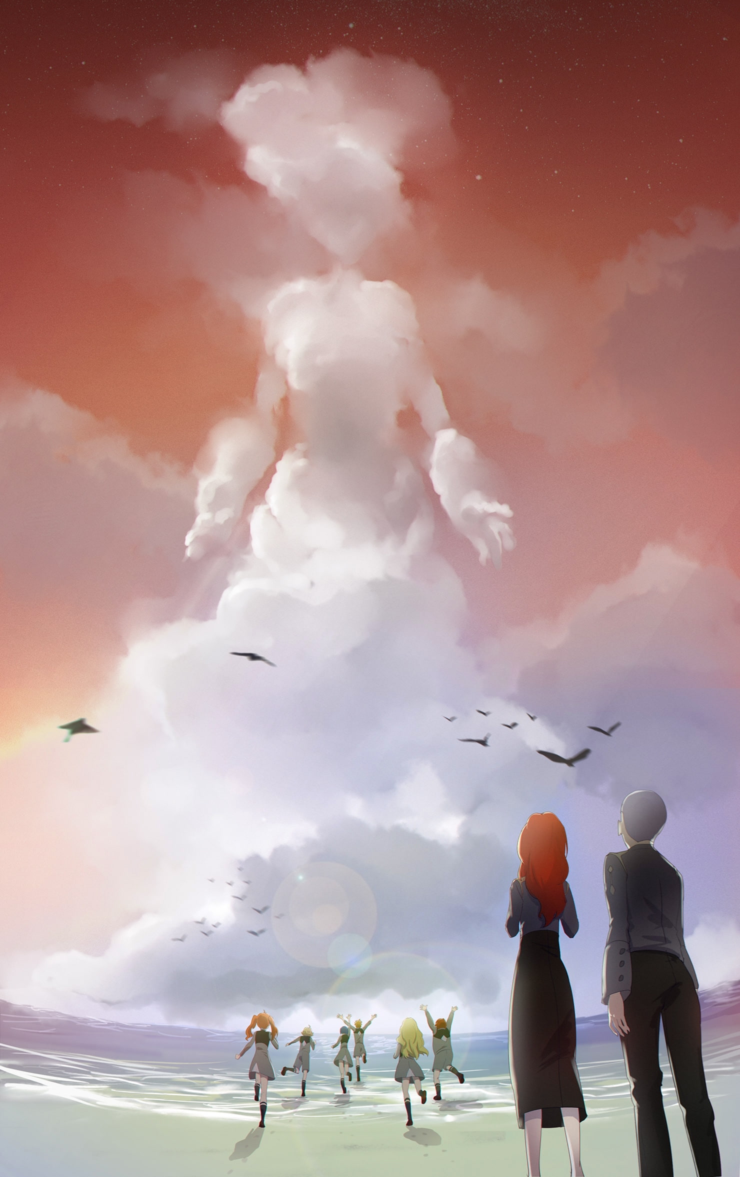 miku, artwork, strelitzia, clouds, Anime, darling in the franxx, 1080P, Phone HD Wallpaper