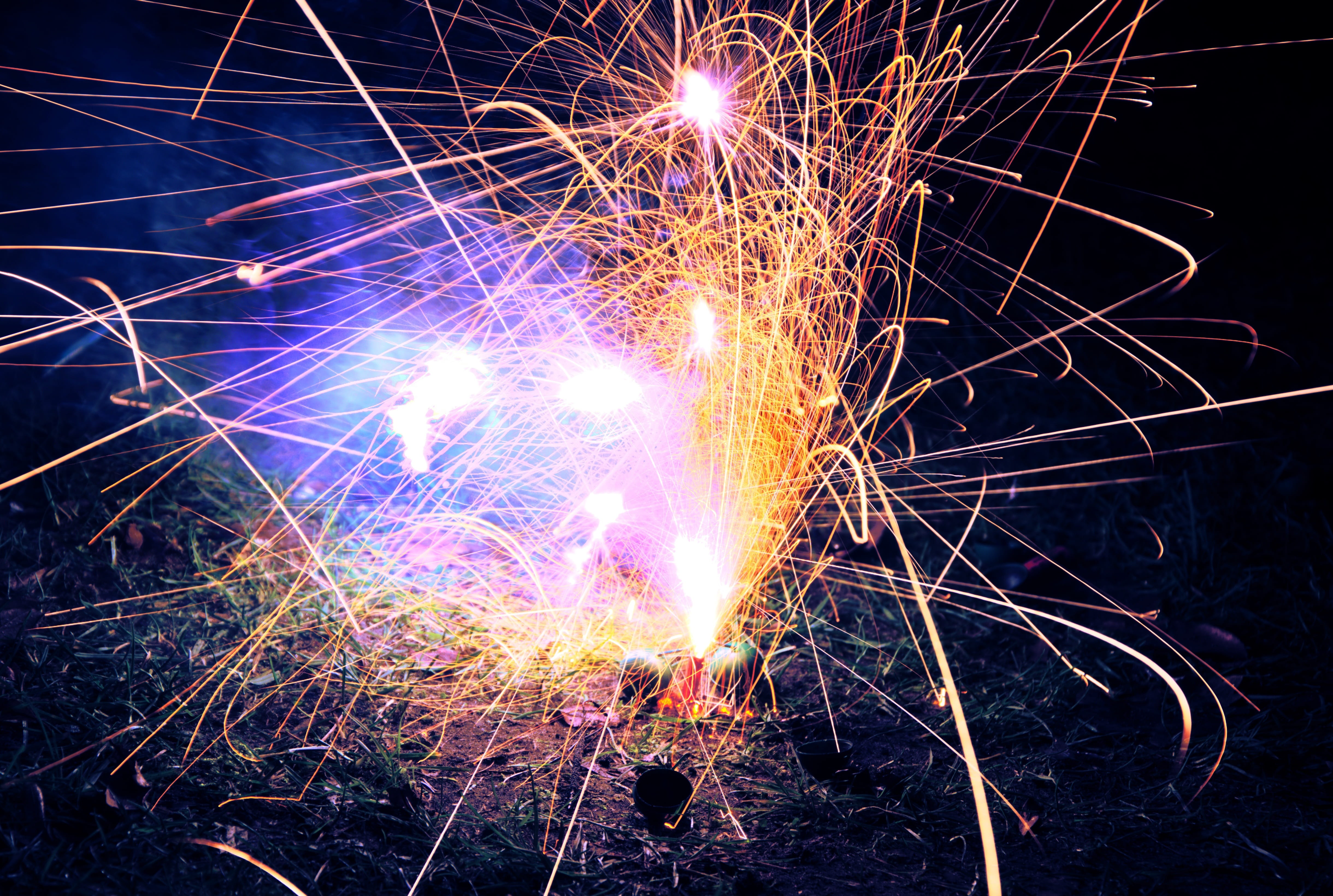 night, firework - man made object, burst, light, nightlife, nature, year, heat - temperature, effect, explode, motion, firework display, blurred motion, HD Wallpaper
