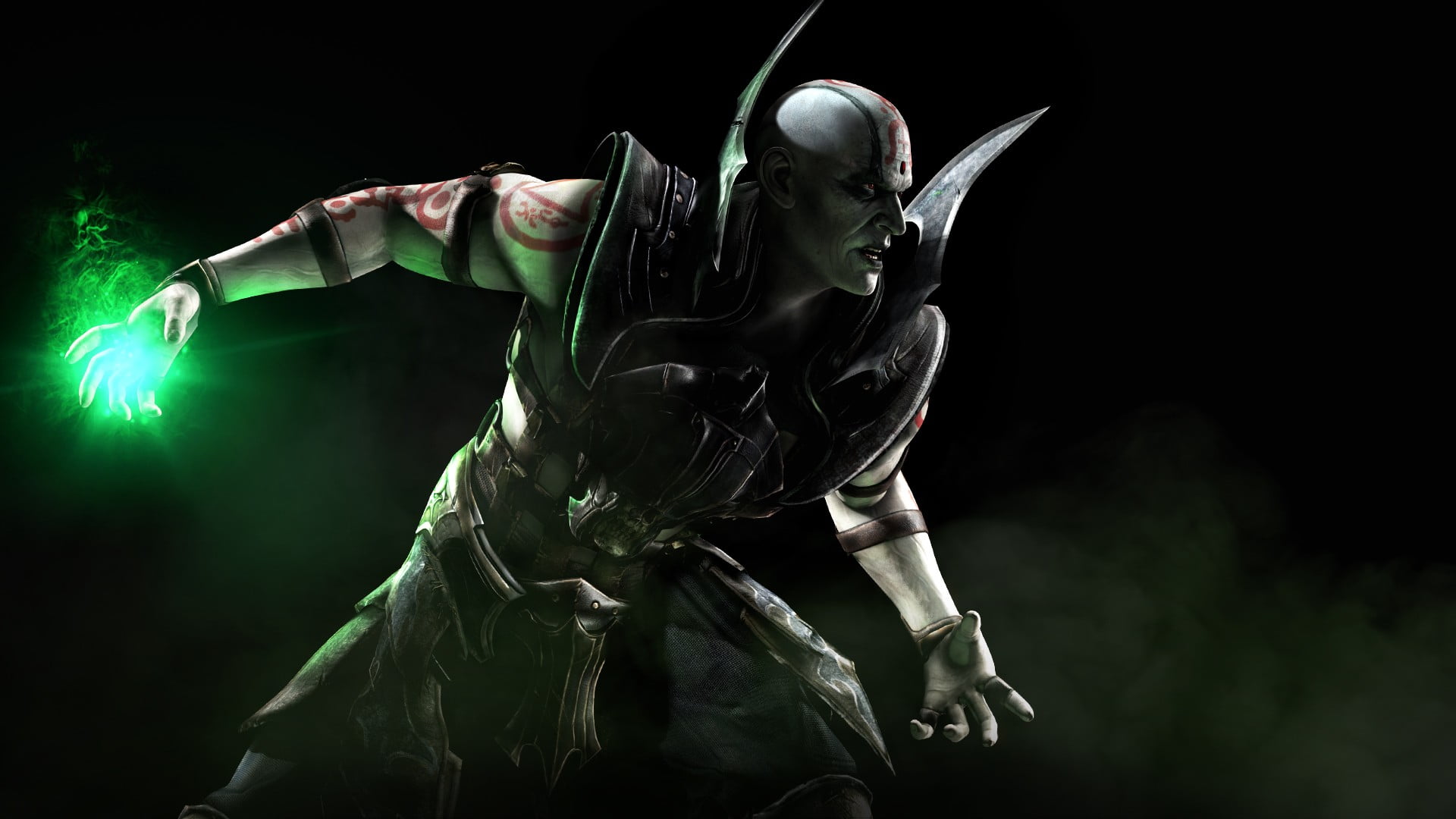 wearing, clothing, arms raised, front view, Mortal Kombat X, three quarter length, human arm, costume, aggression, standing, dark, black background, HD Wallpaper