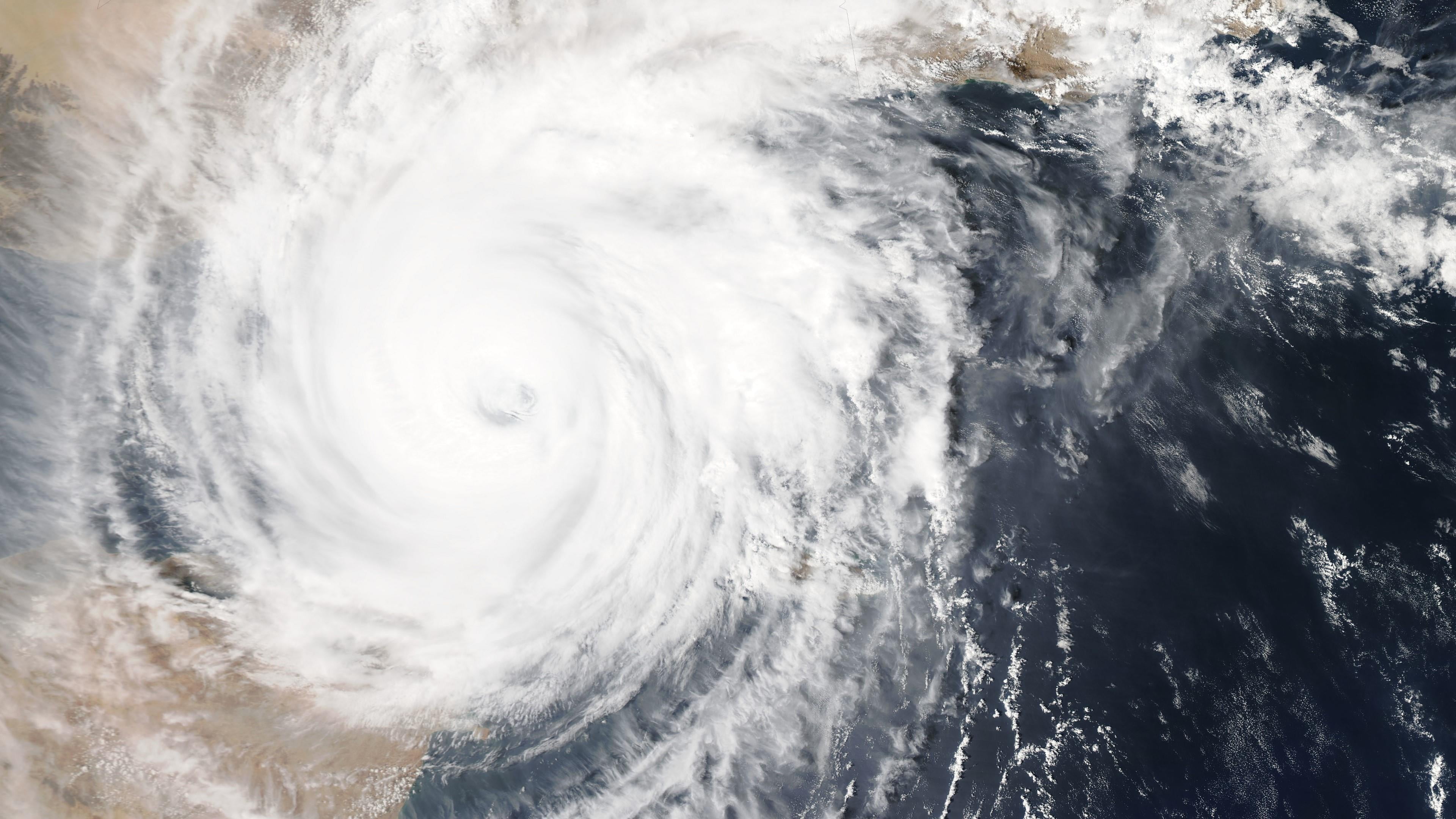 accidents and disasters, sea, hurricane - storm, spiral, nature, whirlwind, meteorology, water, aggression, motion, white color, 4K, beauty in nature, HD Wallpaper