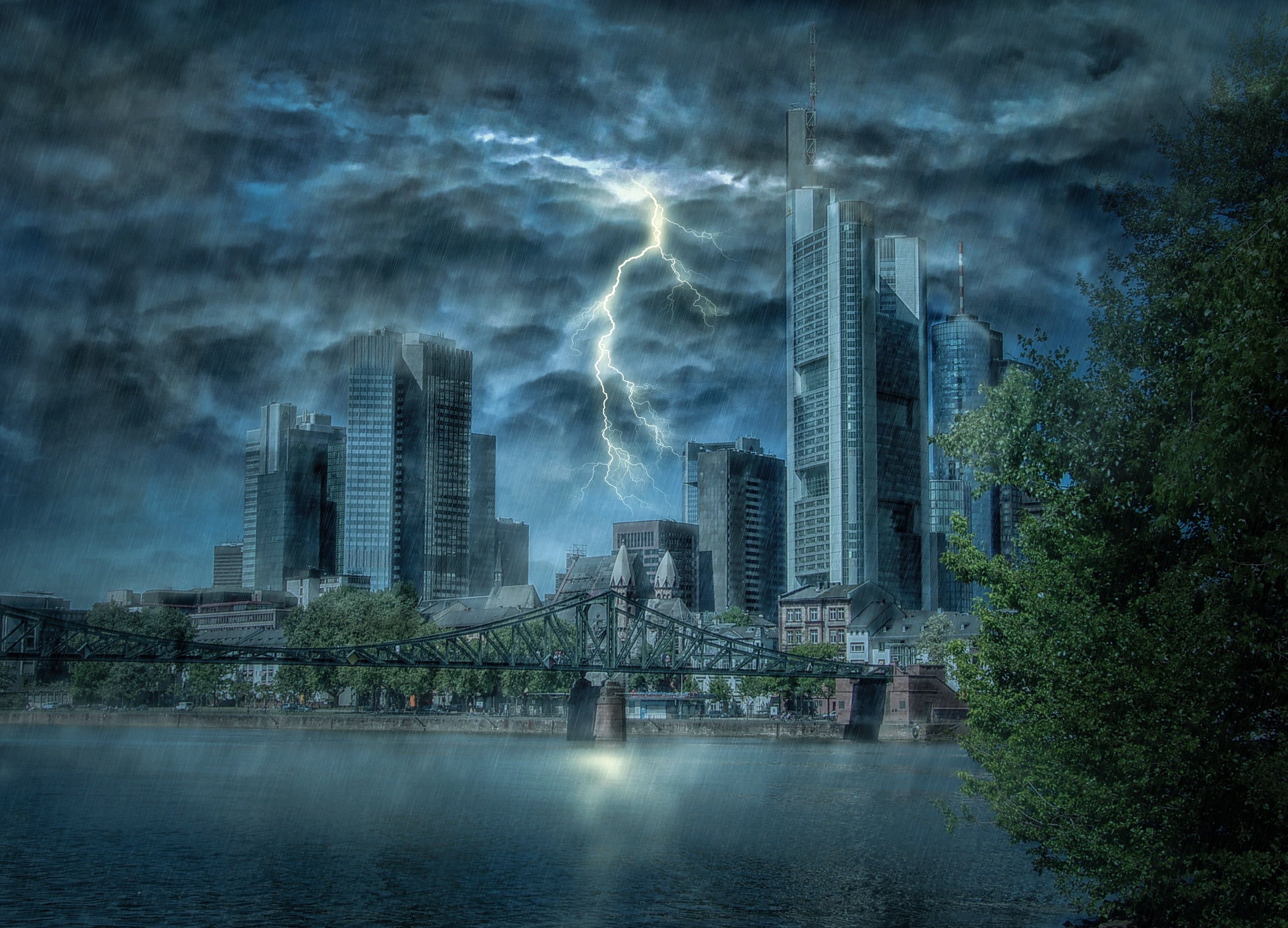 plant, building exterior, flash, water, built structure, building, air pollution, architecture, urban Skyline, no people, power in nature, residential district, HD Wallpaper