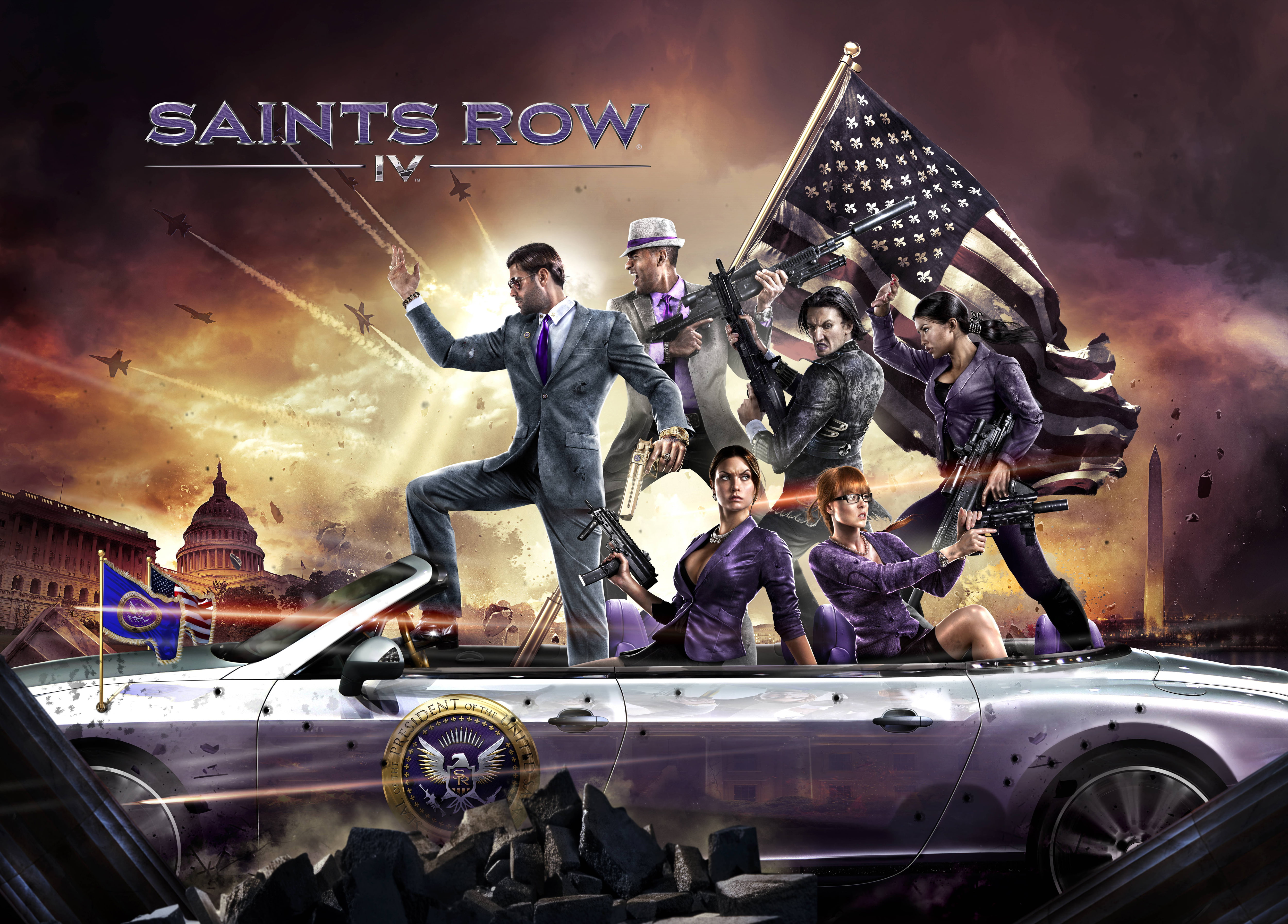 game, government, mode of transportation, standing, 4K, young men, night, Saints Row 4, Deep Silver, emotion, transportation, uSA, police Force, HD Wallpaper