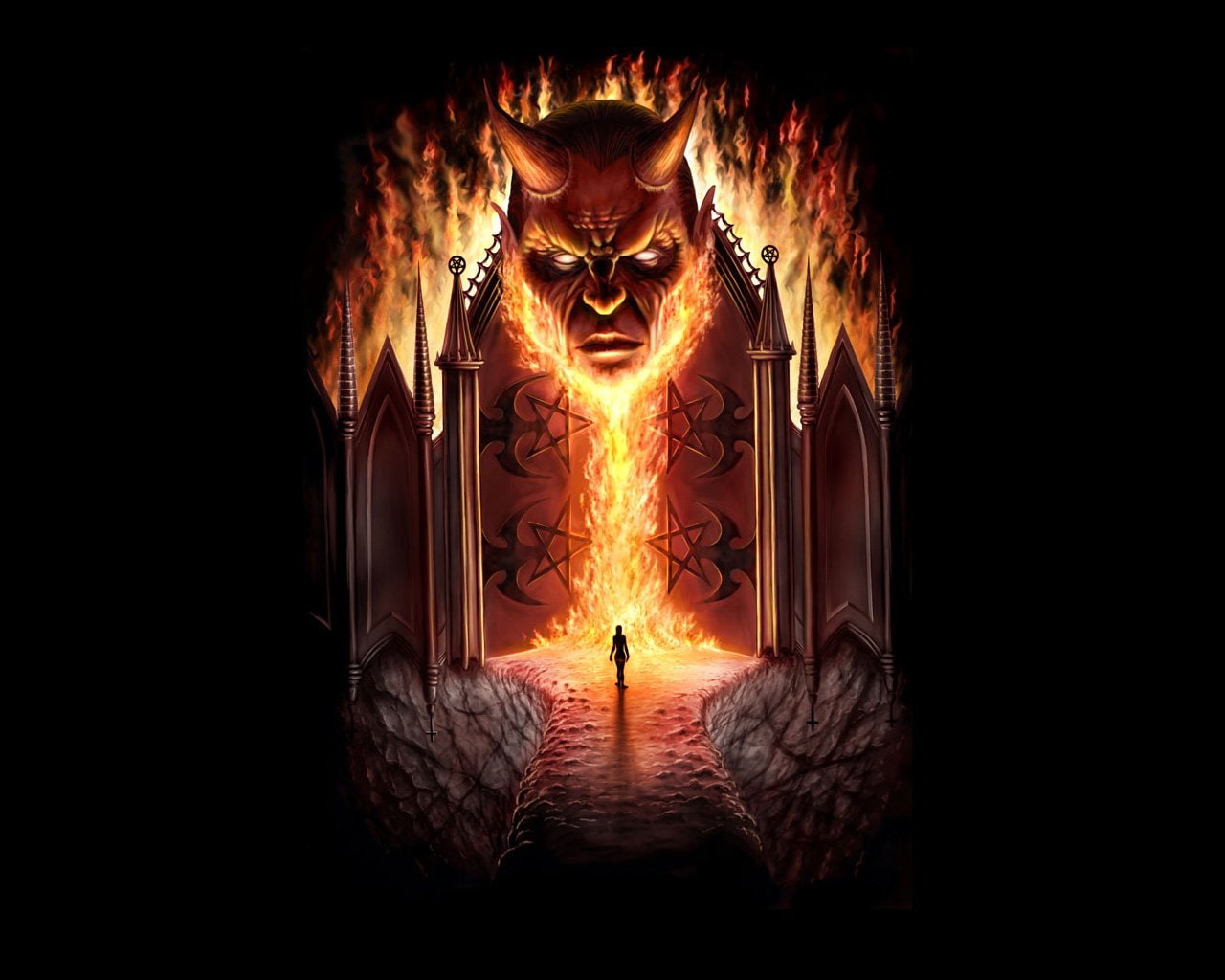 720P, gate, Demon, Dark, illustration, hell, HD Wallpaper