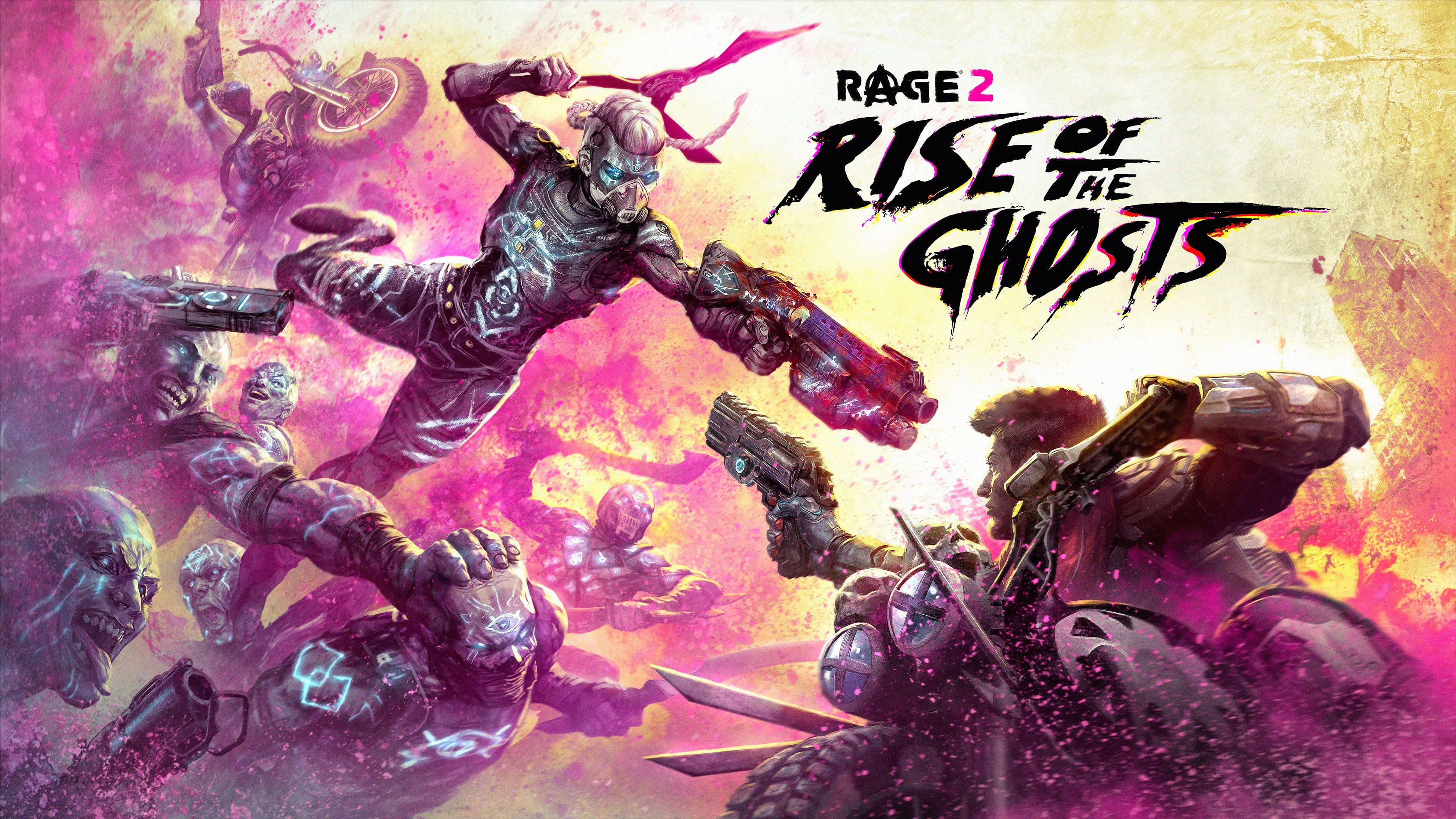 id Software, 4K, Motorcyclists, Bethesda Softworks, Rise of the Ghosts, Video Game, Weapons, Mask, Rage 2, Character, HD Wallpaper