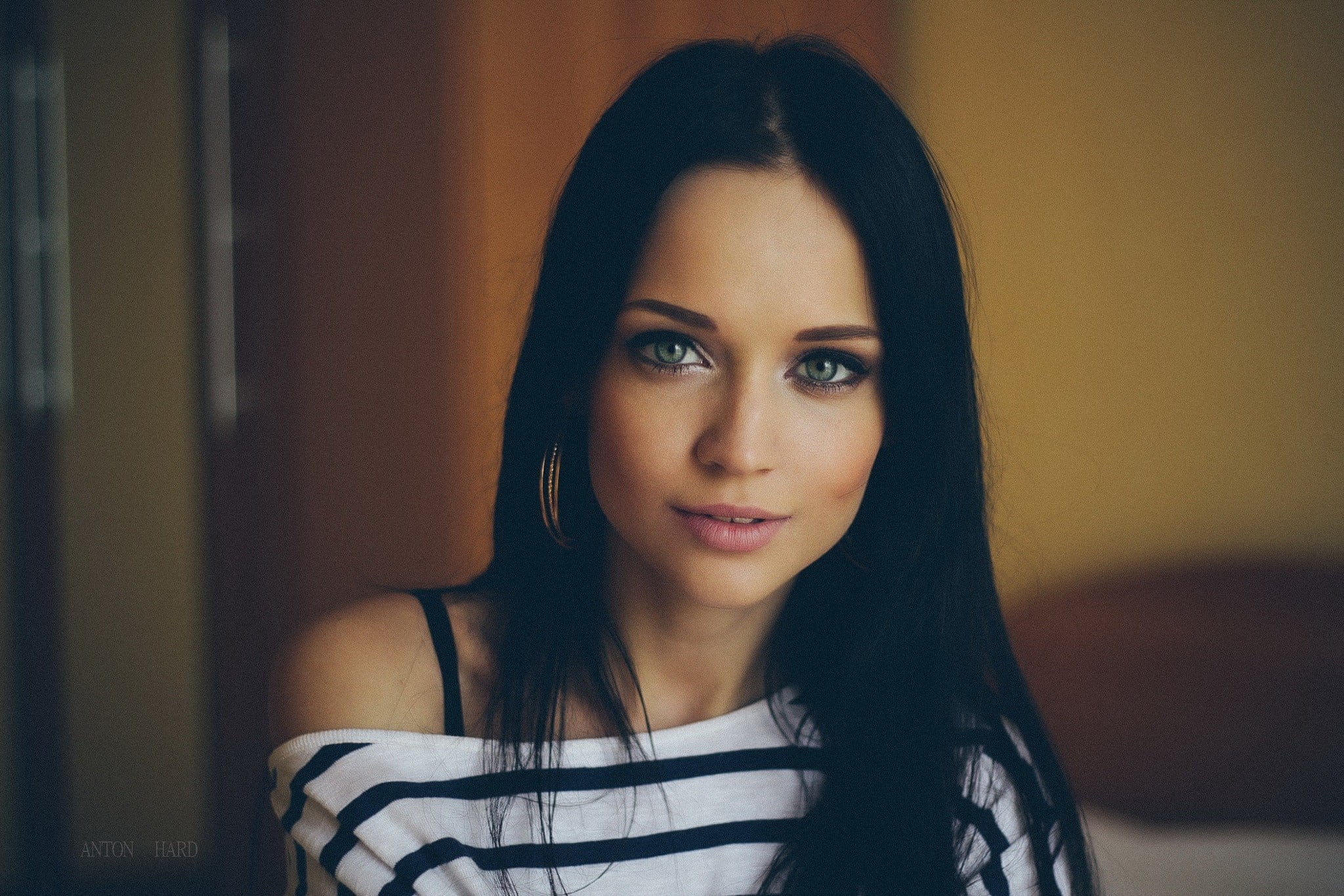 home interior, real people, portrait, long hair, model, Anton Hardman, hair, Angelina Petrova, adult, looking at camera, beautiful woman, young adult, leisure activity, HD Wallpaper