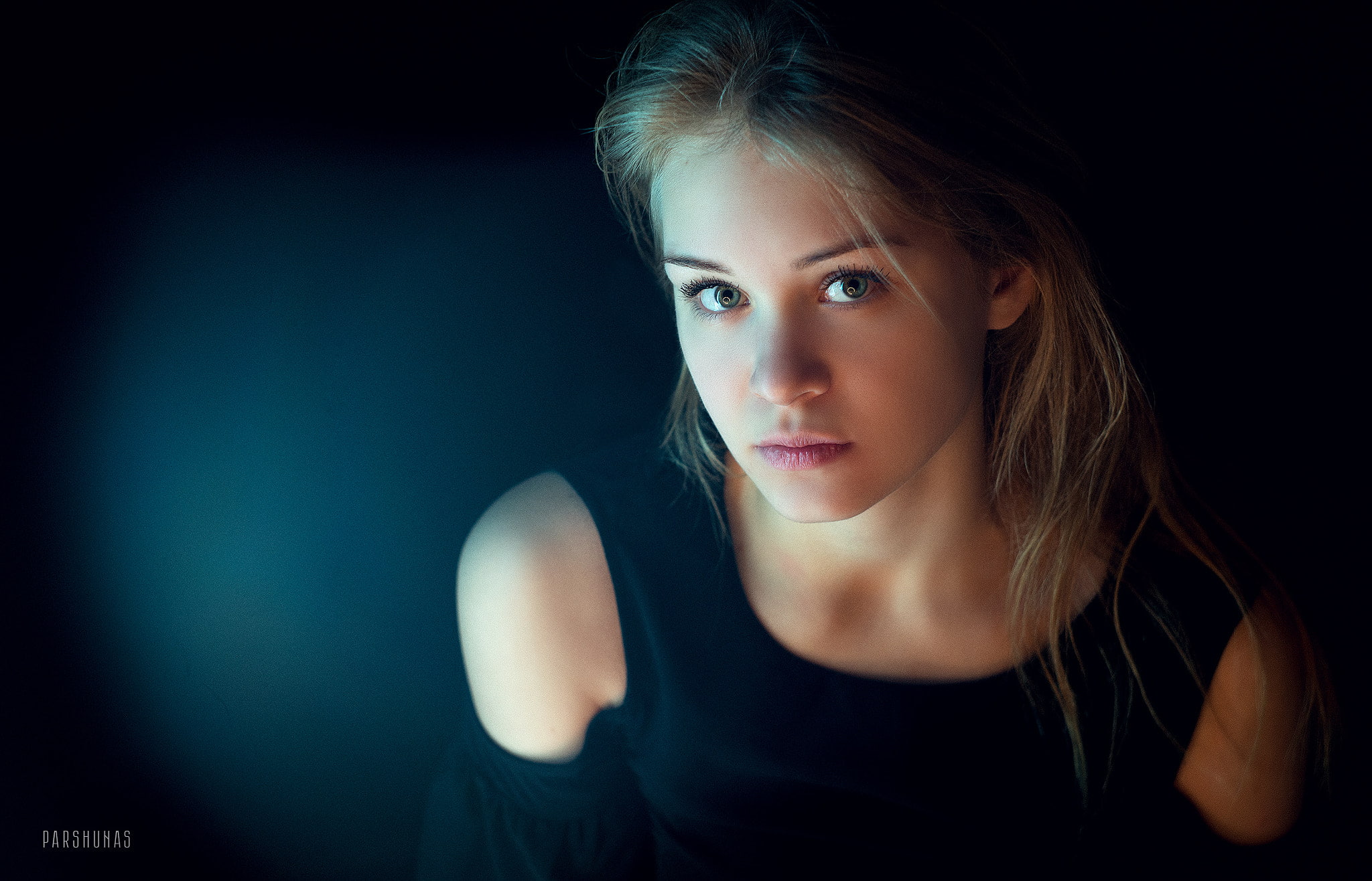 looking at viewer, blonde, blue eyes, face, Anton Parshunas, 1080P, women, HD Wallpaper