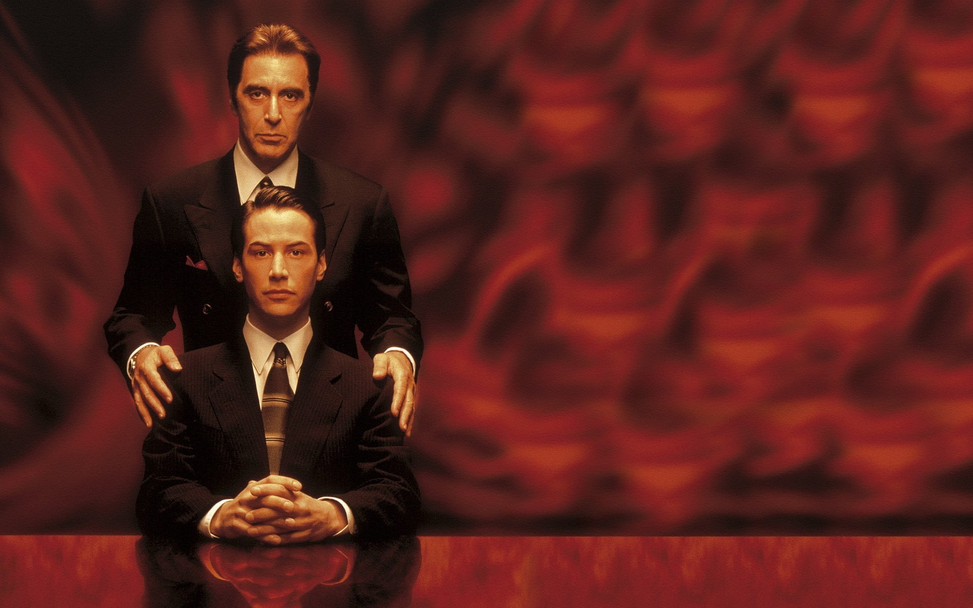 clothing, indoors, Movie Poster, fire, Keanu Reeves, Film Stills, Tie, arts culture and entertainment, celebration, portrait, Burning, Satan, movies, people, HD Wallpaper