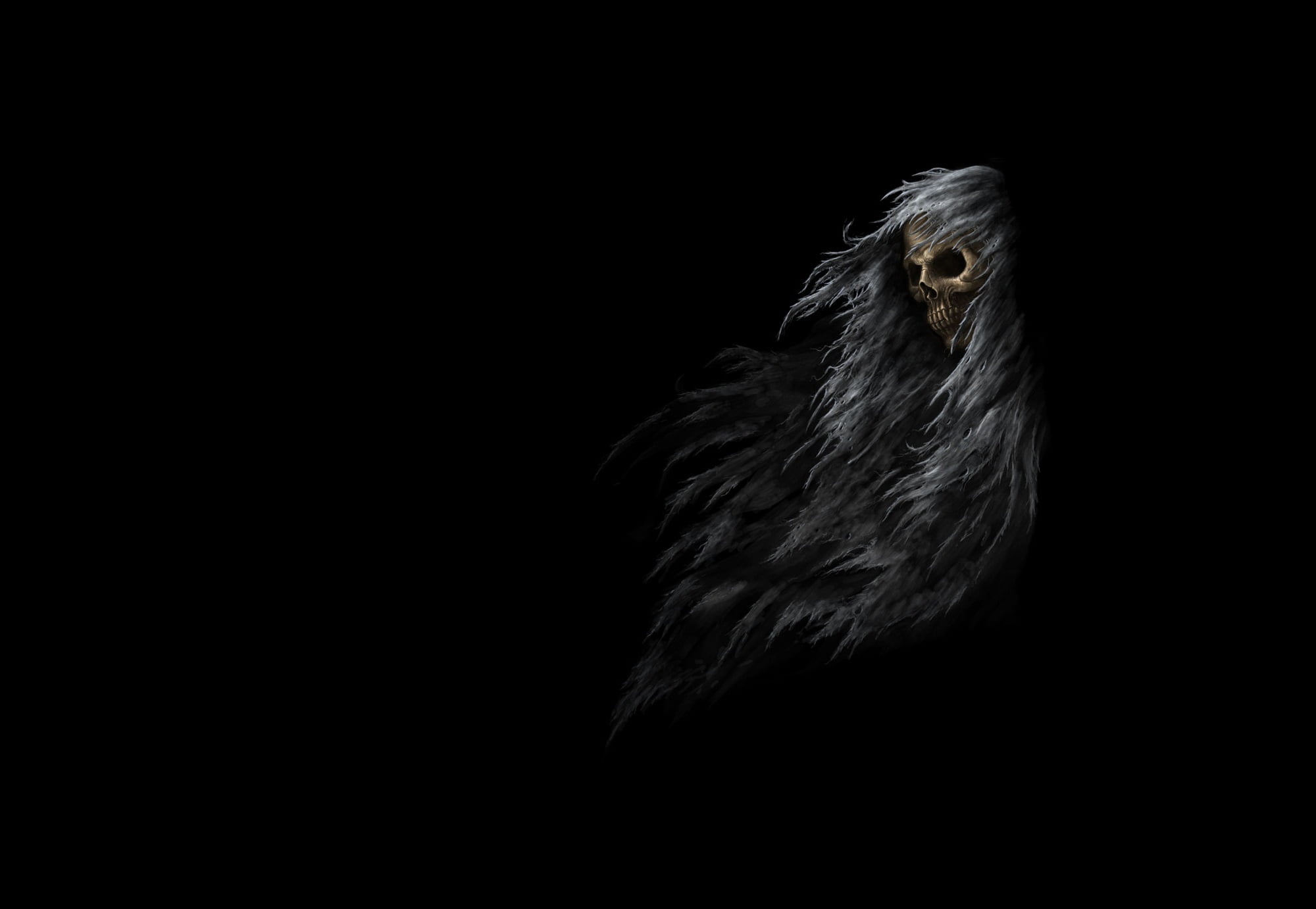 studio shot, copy space, eagle, dark, animals in the wild, bird, the darkness, skull, animal body part, 1080P, bird of prey, Sawan, black background, indoors, HD Wallpaper