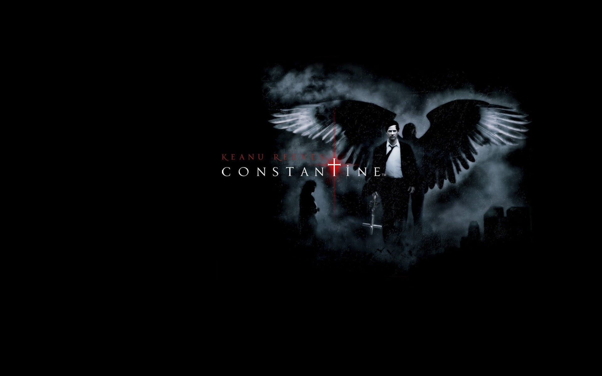digital composite, architecture, copy space, bird, people, black background, 1080P, fear, celebration, Keanu Reeves, Constantine, animal wildlife, HD Wallpaper
