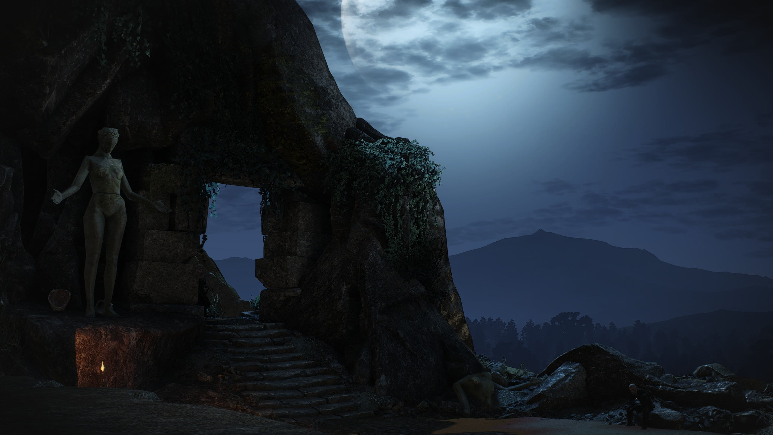 solid, tranquility, The Witcher 3: Wild Hunt, scenics - nature, ancient civilization, tranquil scene, cloud - sky, the past, mountain, tree, religion, history, HD Wallpaper