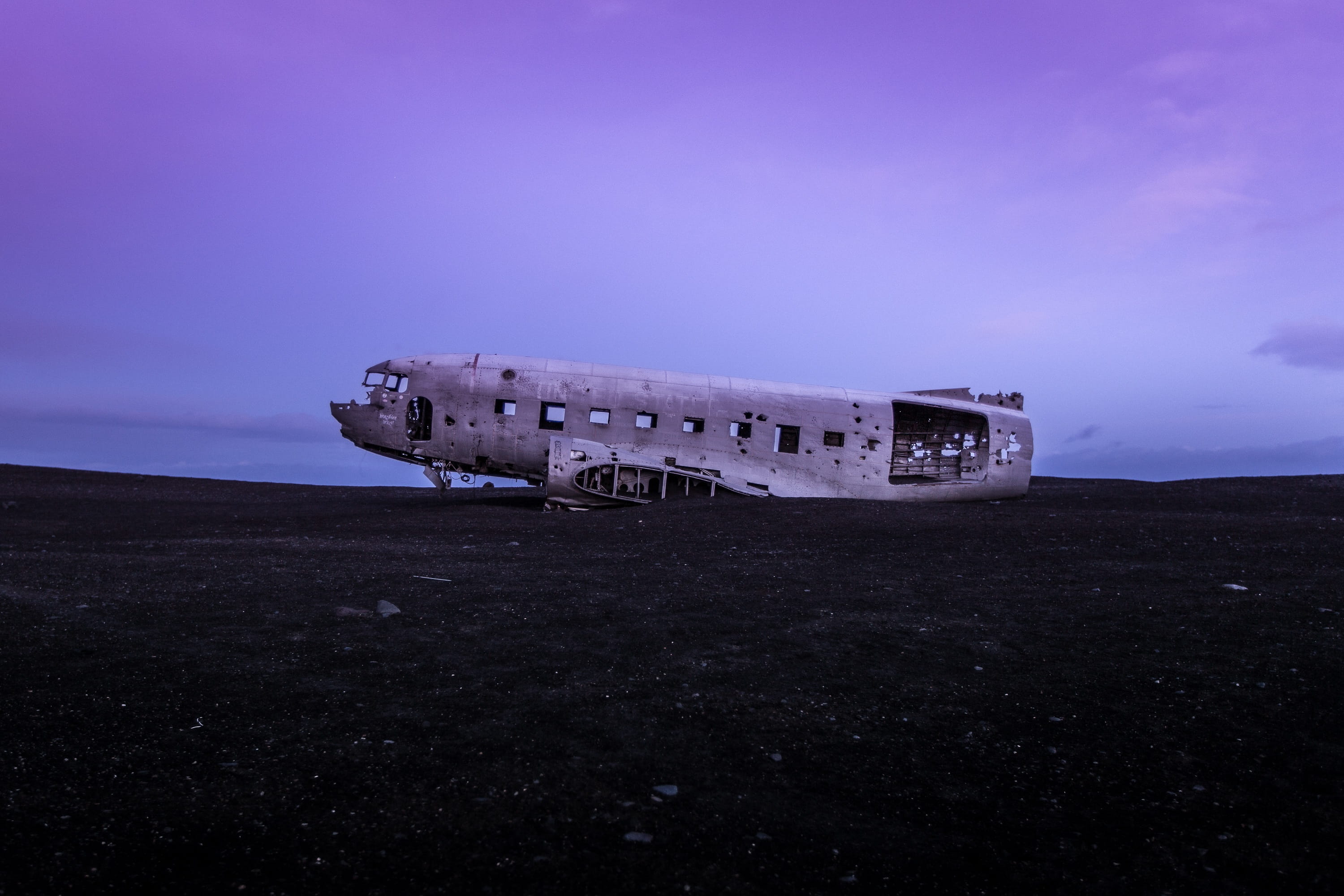 airplane, history, outdoors, run-down, the past, air vehicle, sea, damaged, no People, open field, mode of transportation, crash, field, transportation, HD Wallpaper