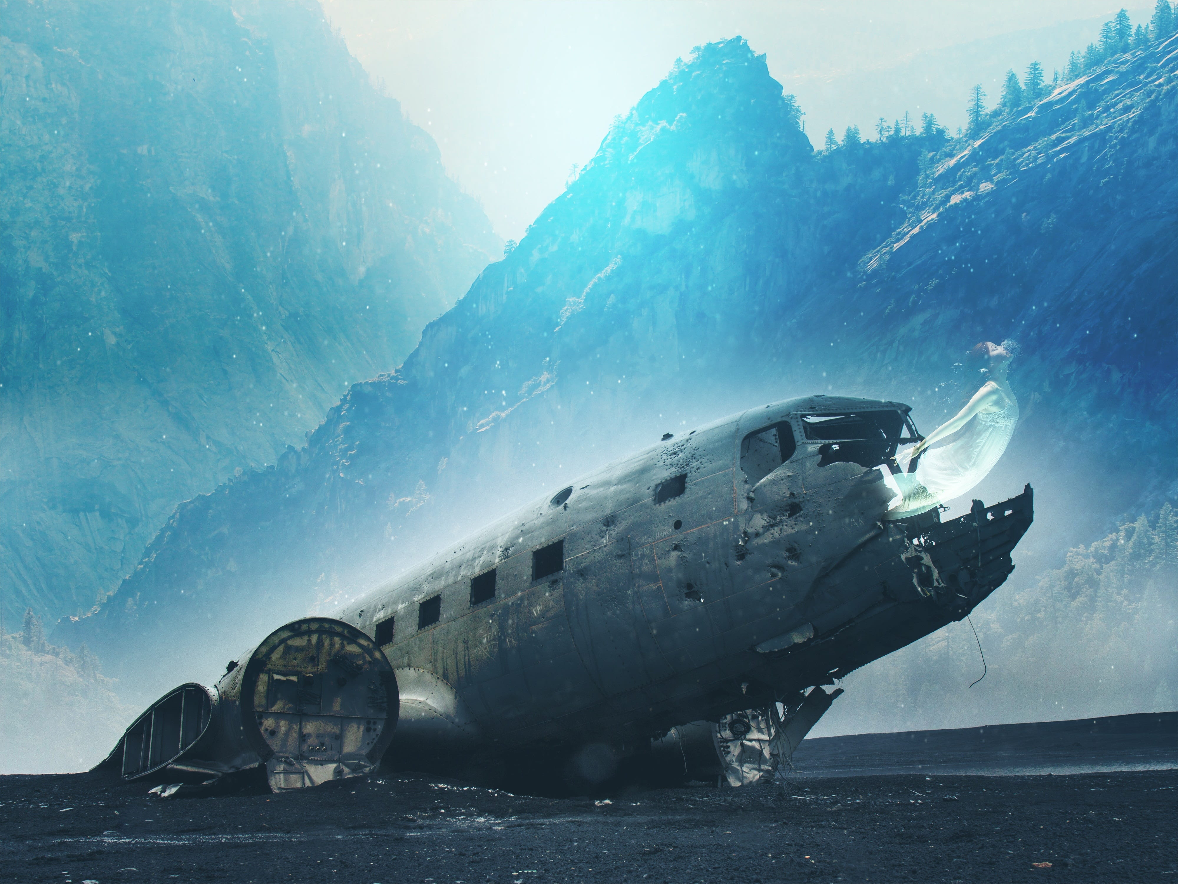 sea, cold temperature, ship, aviation, snow, atmospheric, day, transportation, airplane, mode of transportation, scenics - nature, plane, beauty in nature, HD Wallpaper