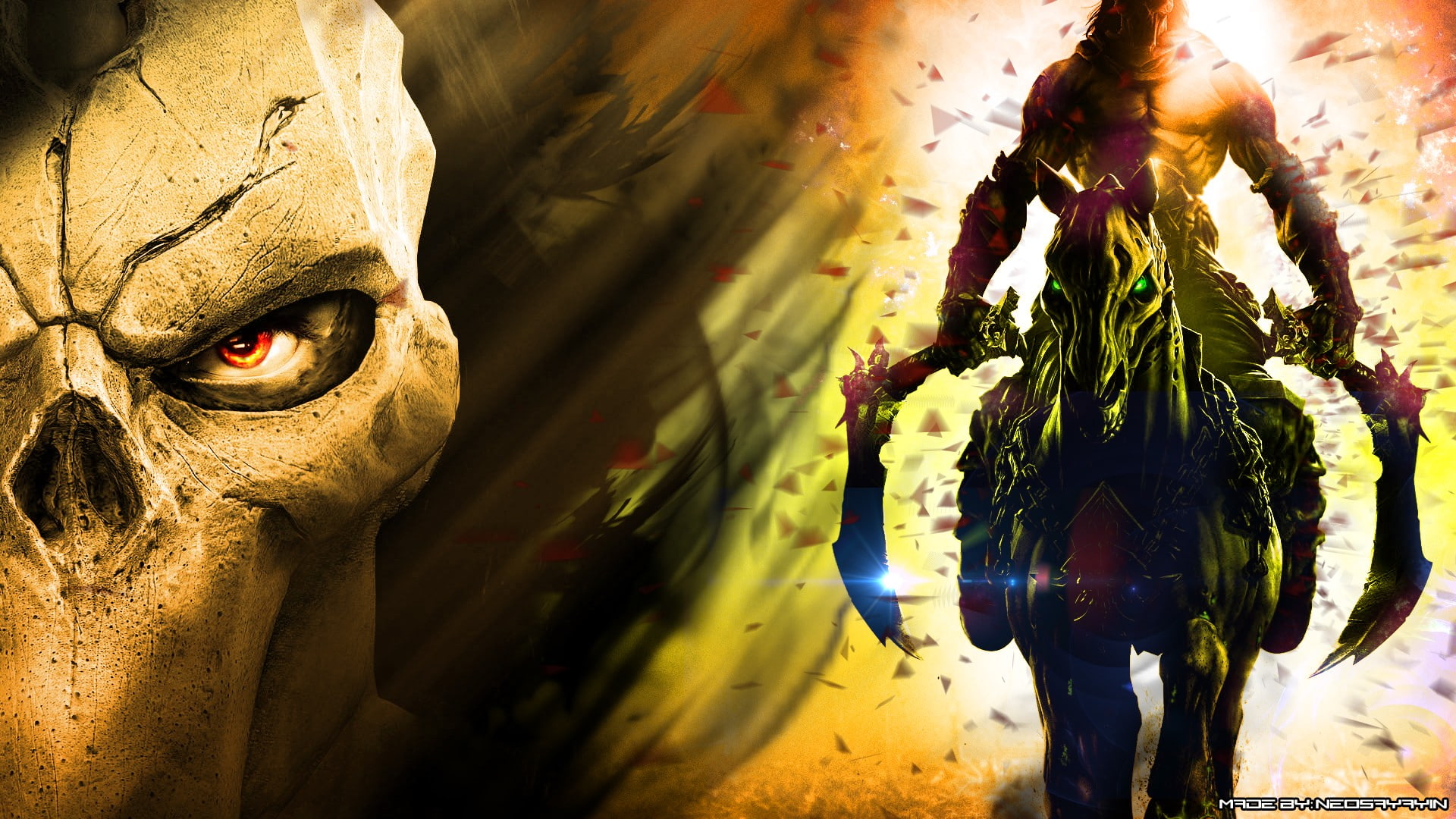 video games, horse, darksiders, 1080P, bladed, hd, riding, weapon, carrying, man, HD Wallpaper