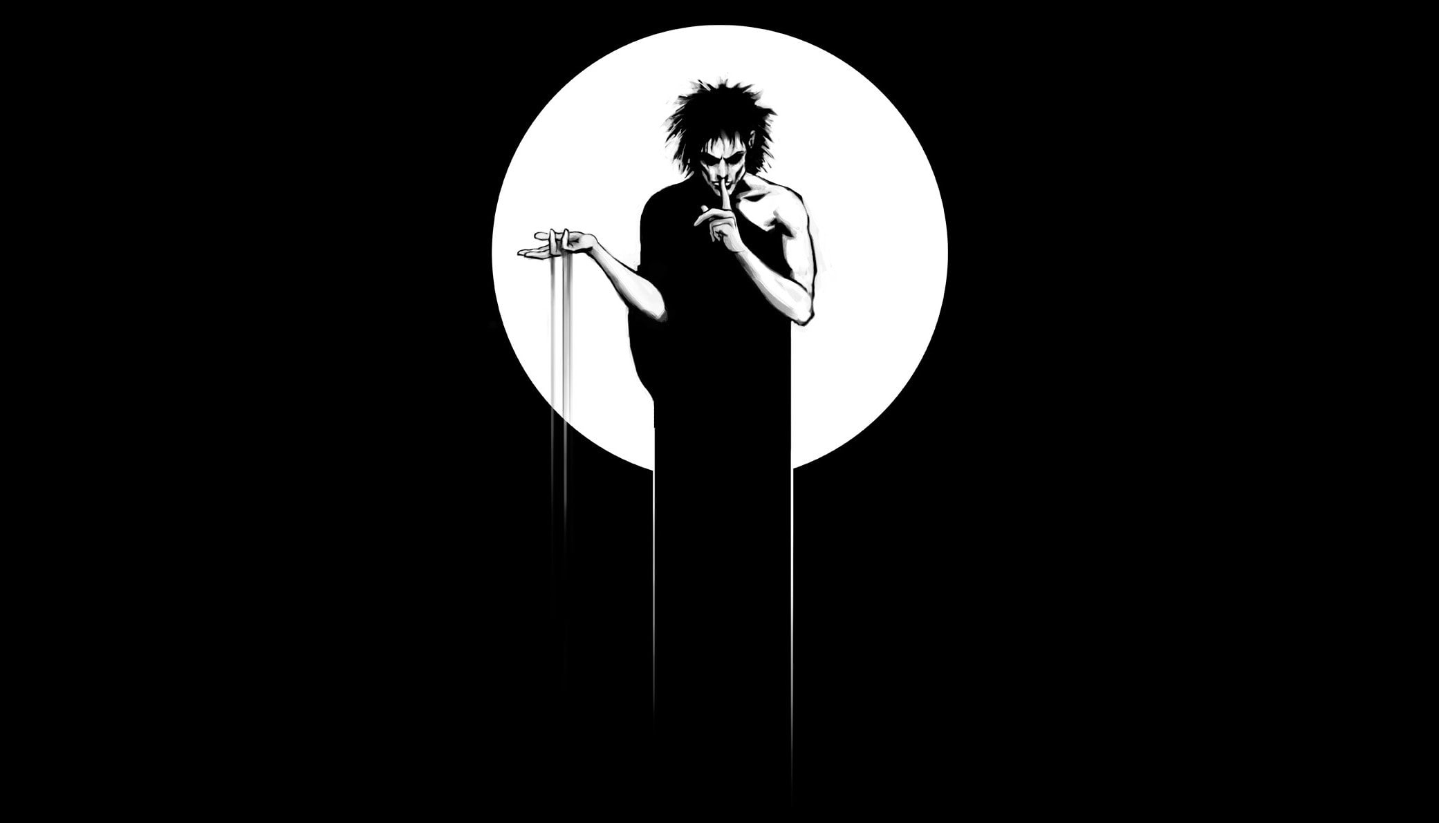monochrome, Sandman, 1080P, minimalism, comics, HD Wallpaper