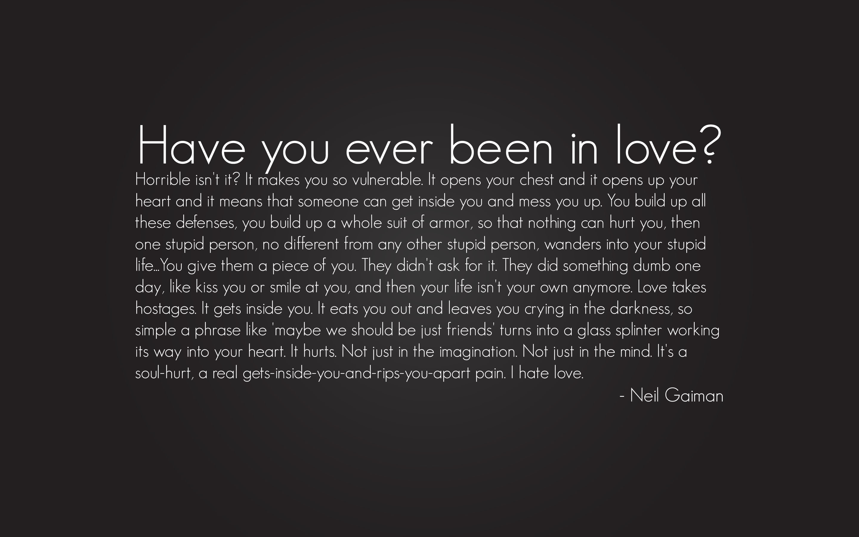 Neil Gaiman, quote, text, 2K, love, HD Wallpaper