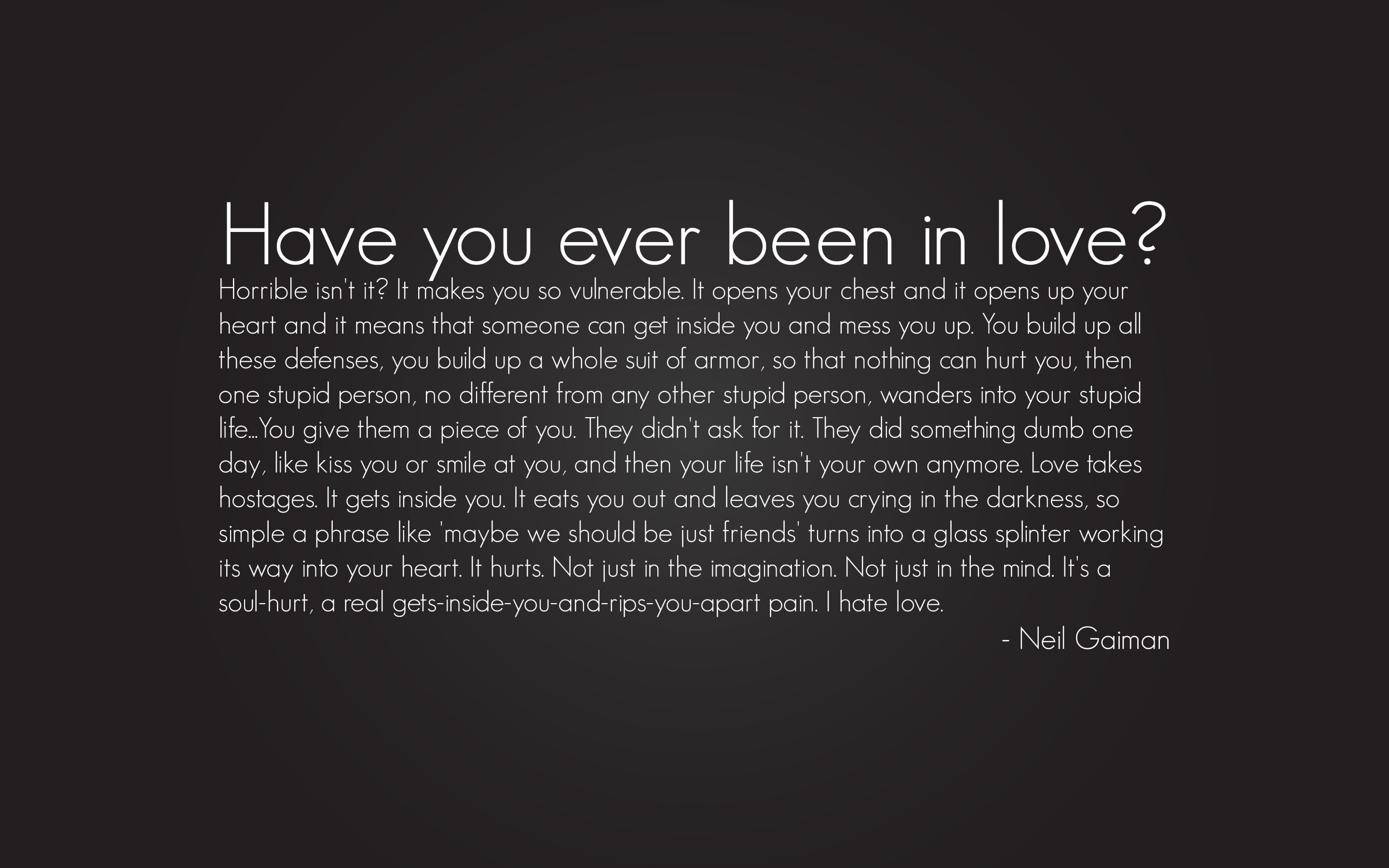 love quote neil gaiman text, 2K, HD Wallpaper