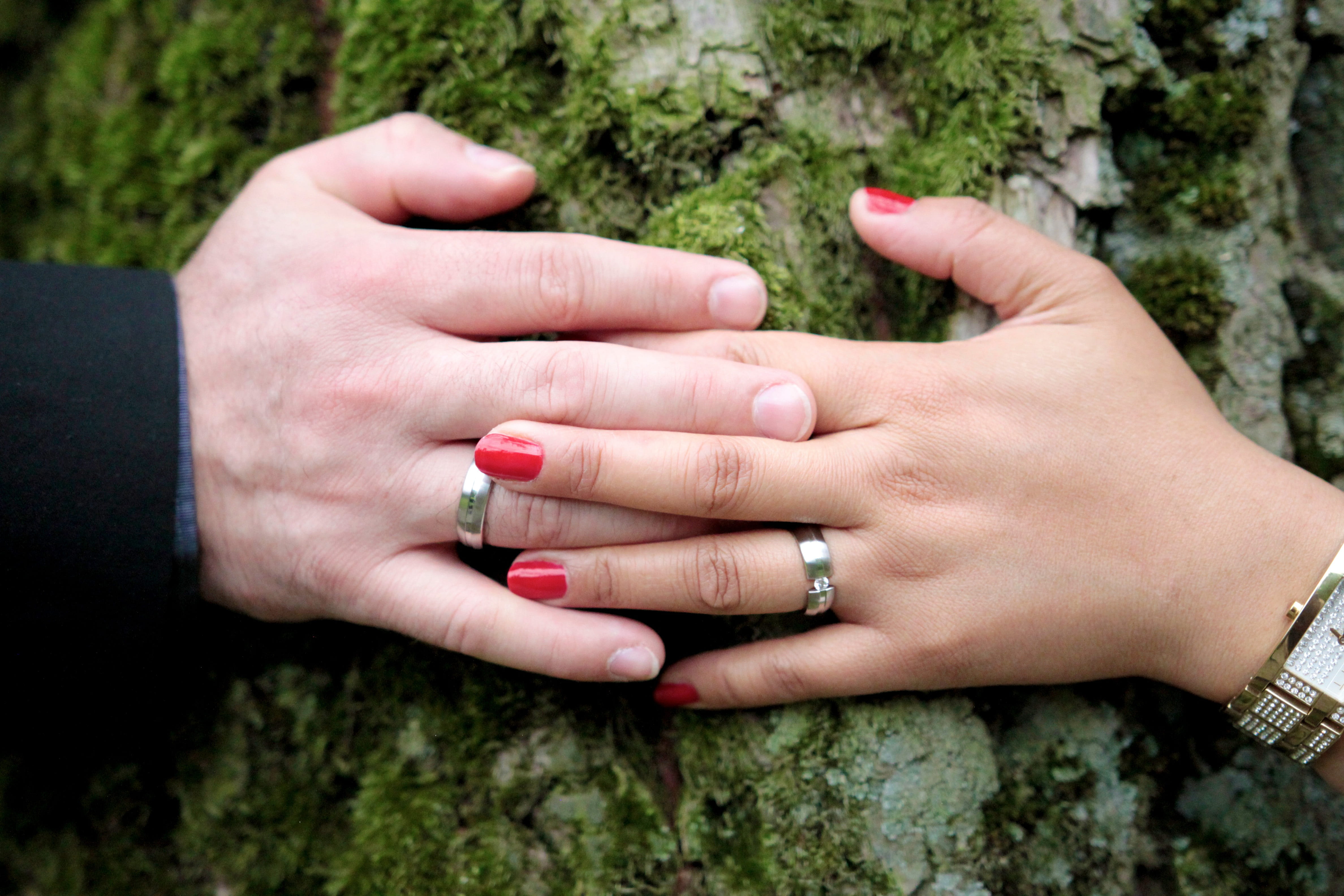 man, jewelry, vows, keep hands, outdoors, nail varnish, emotion, connectedness, unit, wedding, together, hand, before, tree, women, pair, connection, people, HD Wallpaper