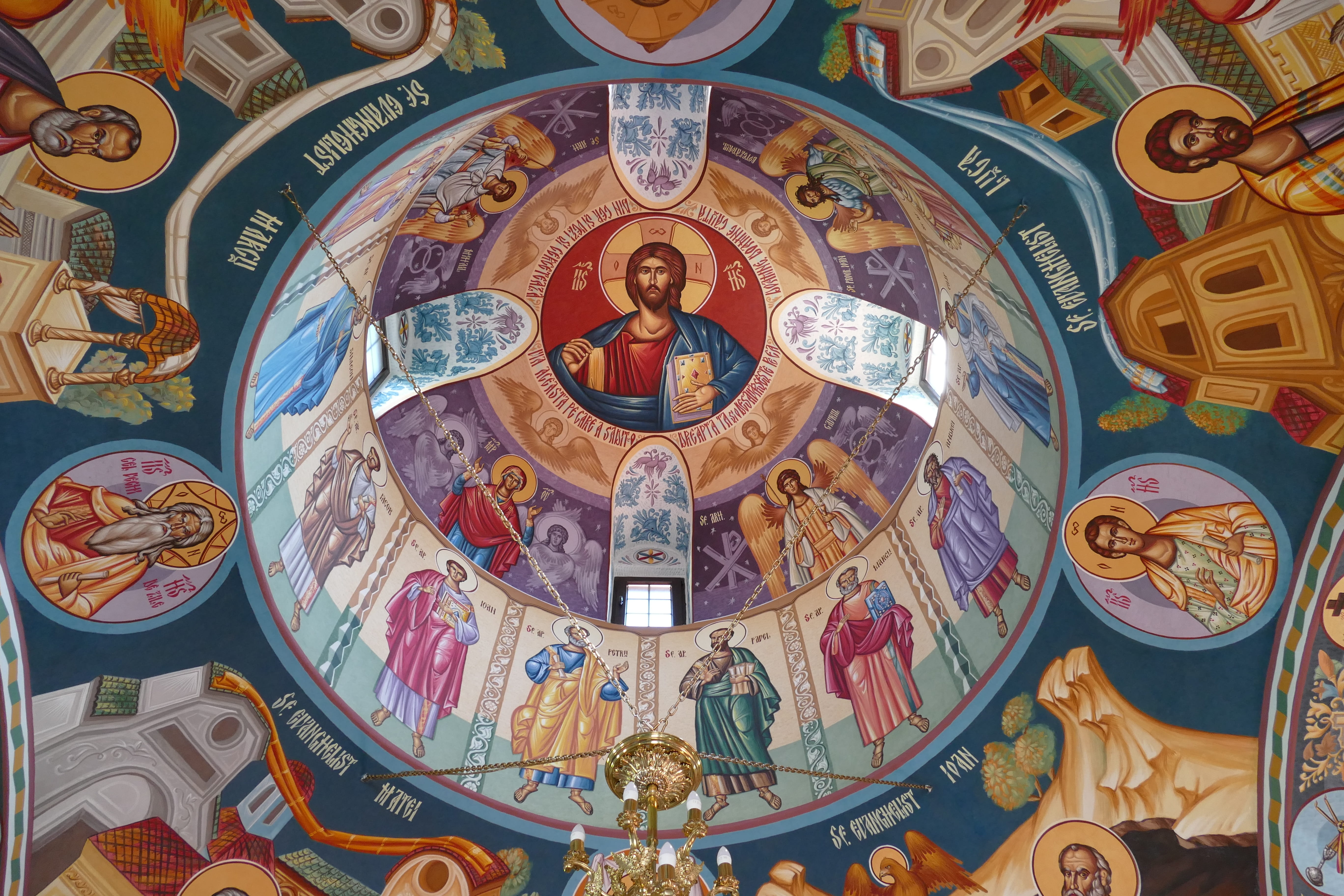 fresco, belief, tourism, representation, church, ceiling, low angle view, pattern, no people, christianity, romania, image, sovata, place of worship, transylvania, HD Wallpaper