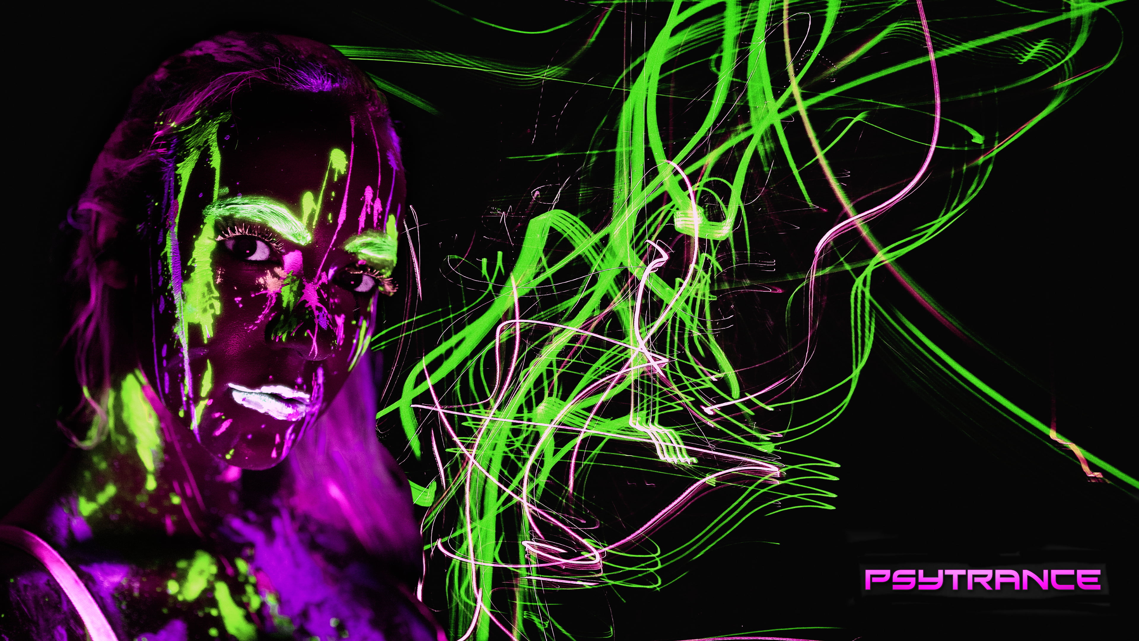 dark, artwork, pattern, trance, fantasy art, music, neon colored, glowing, art and craft, 4K, illuminated, long exposure, creativity, indoors, fan art, HD Wallpaper