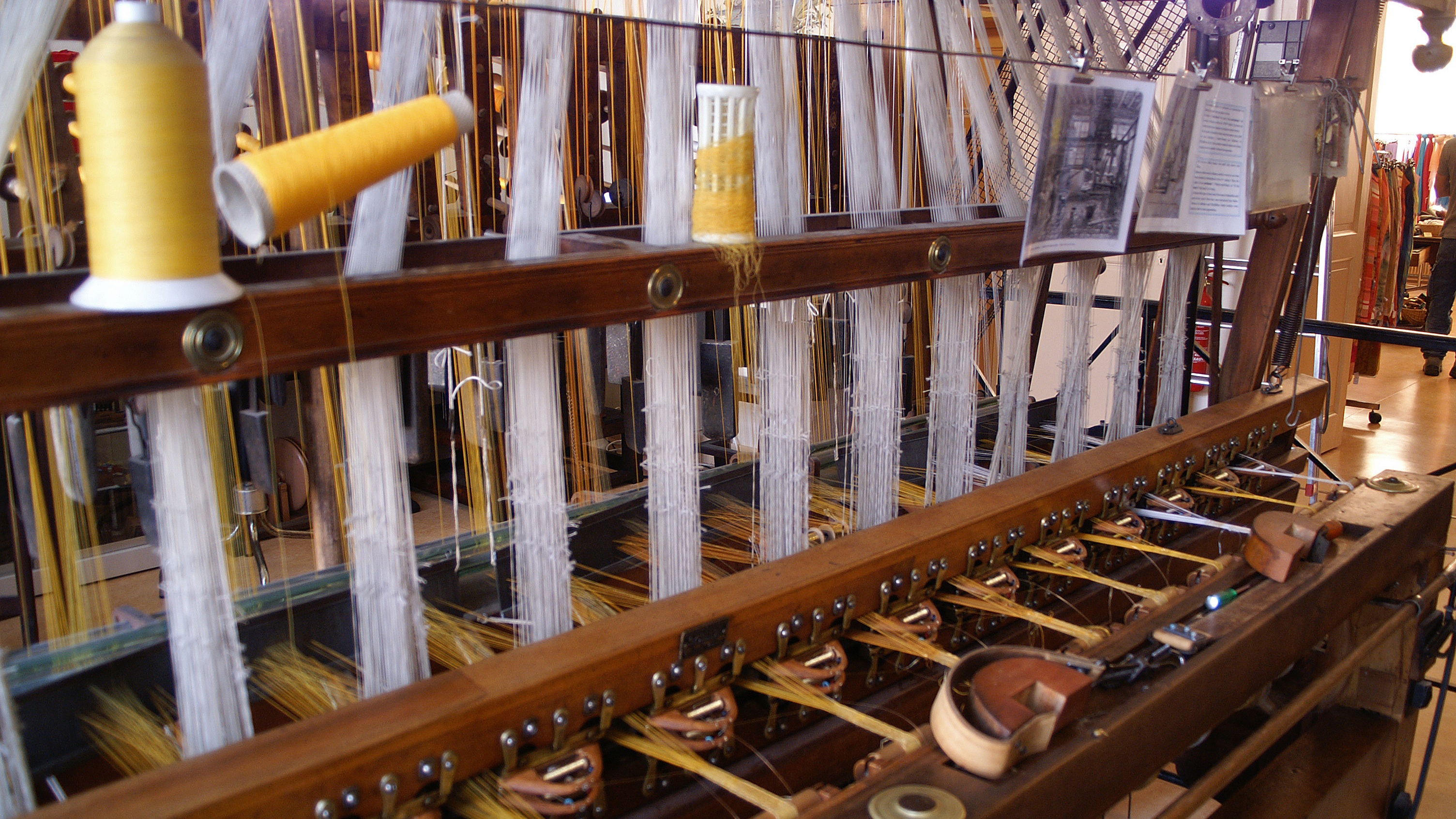 weaving, shelf, fabric, metal, weave, factory, manufacturing, wood - material, brown, bobbin, choice, loom, textile factory, machine, day, selective focus, HD Wallpaper