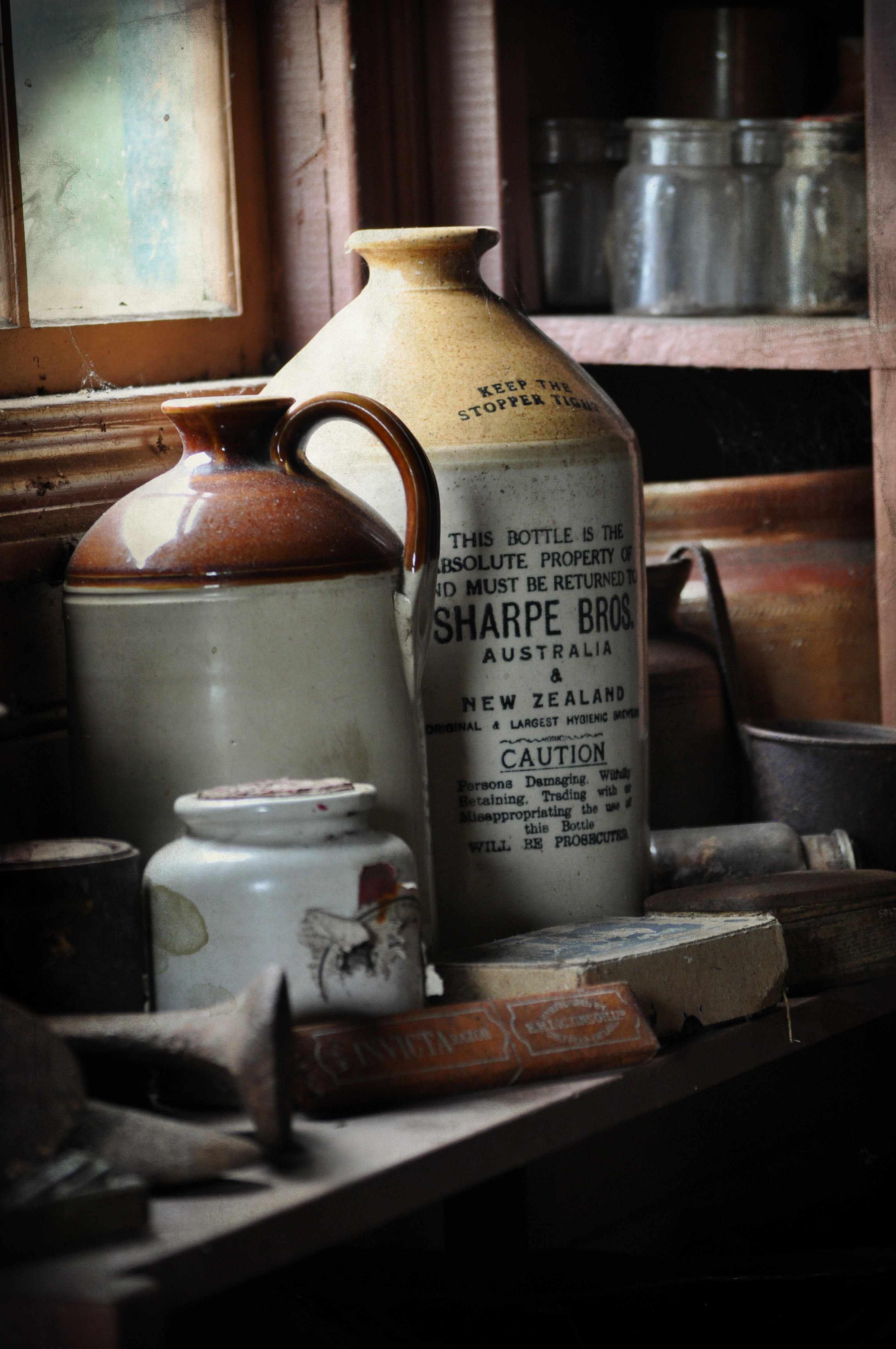 near, abandoned, garden shed, old, rustic, communication, rack, container, dust, several, still life, object, kitchen utensil, stoneware, window, 4K, dusty, Phone HD Wallpaper