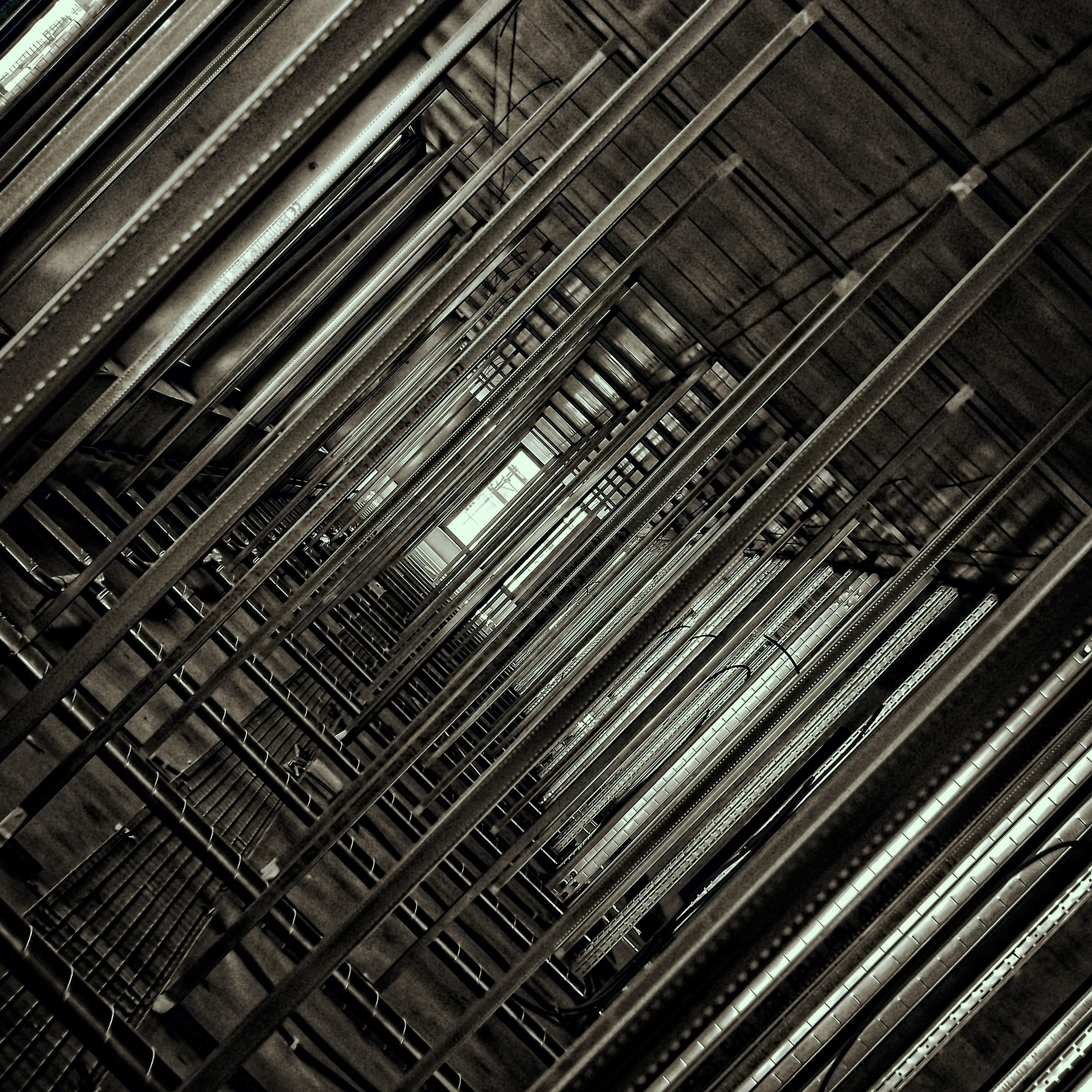 4K, metal, frame, ceiling, industry, angle, architecture, rebar, no people, lot, structure, large group of objects, abundance, pattern, built structure, Phone HD Wallpaper