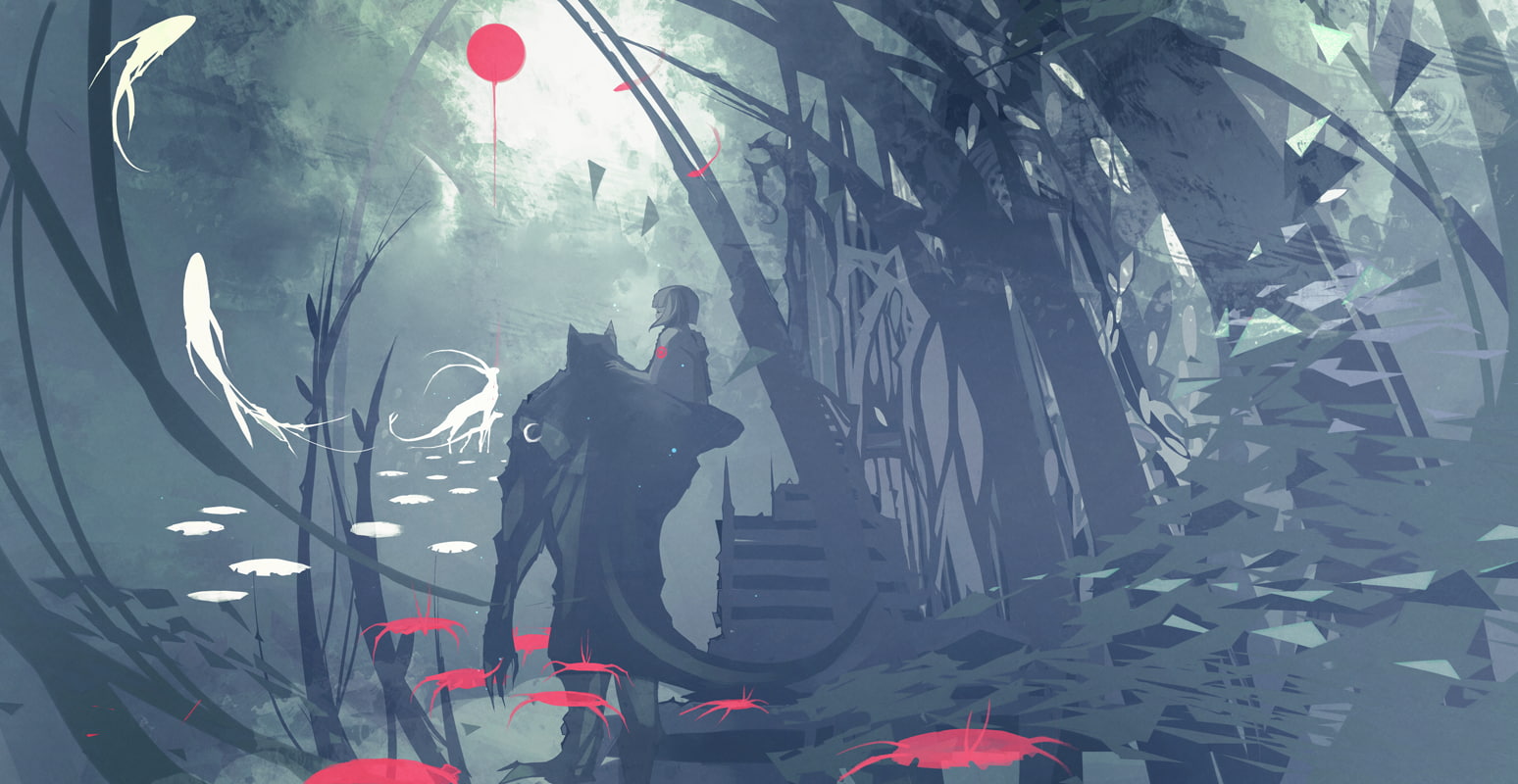 koi, Nano Mortis, werewolves, digital art, 720P, forest, HD Wallpaper