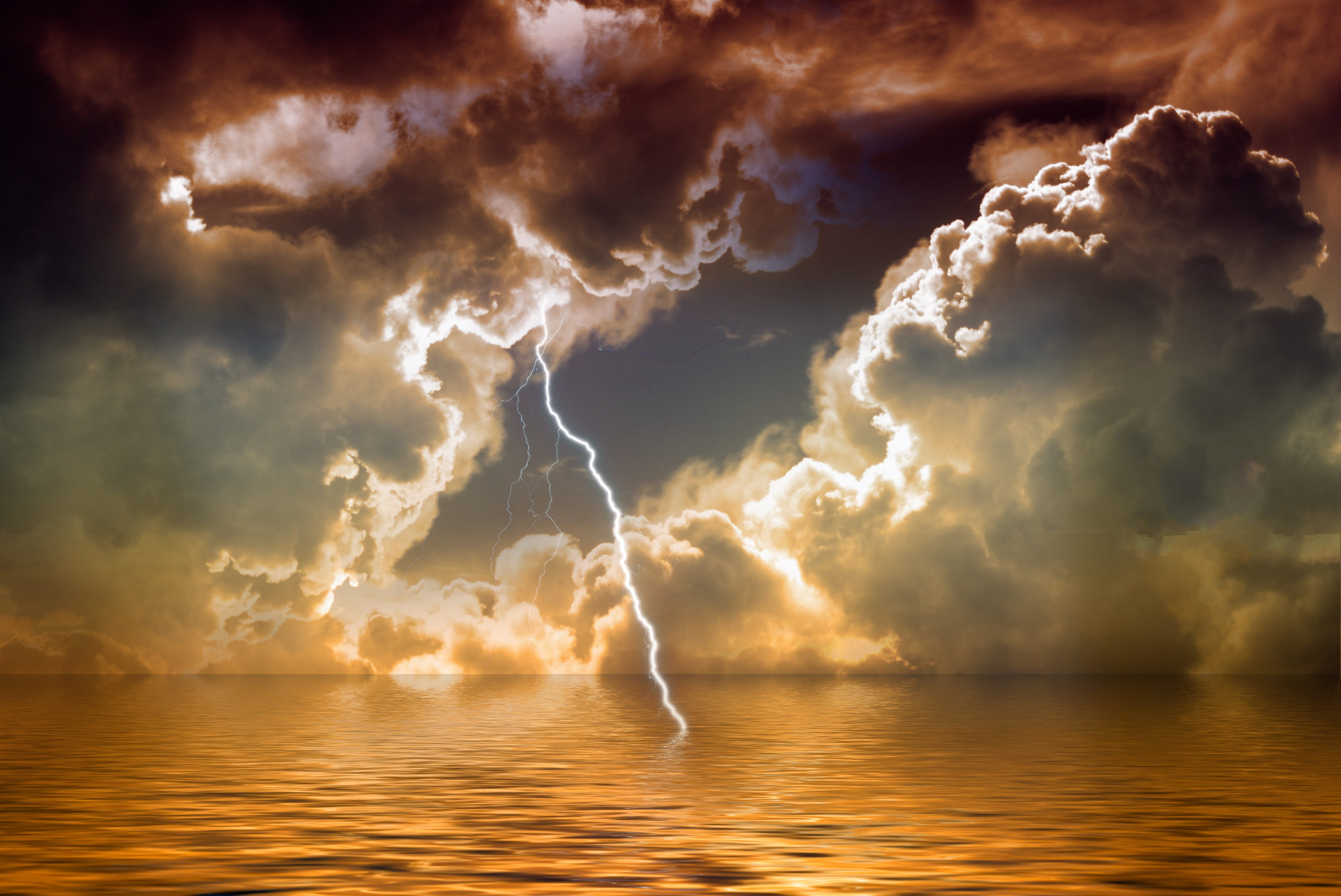 scenics - nature, light, wave, note, cloudscape, reflection, waters, water, severe weather warning, warning sign, horizon over water, cloud - sky, gloomy, HD Wallpaper